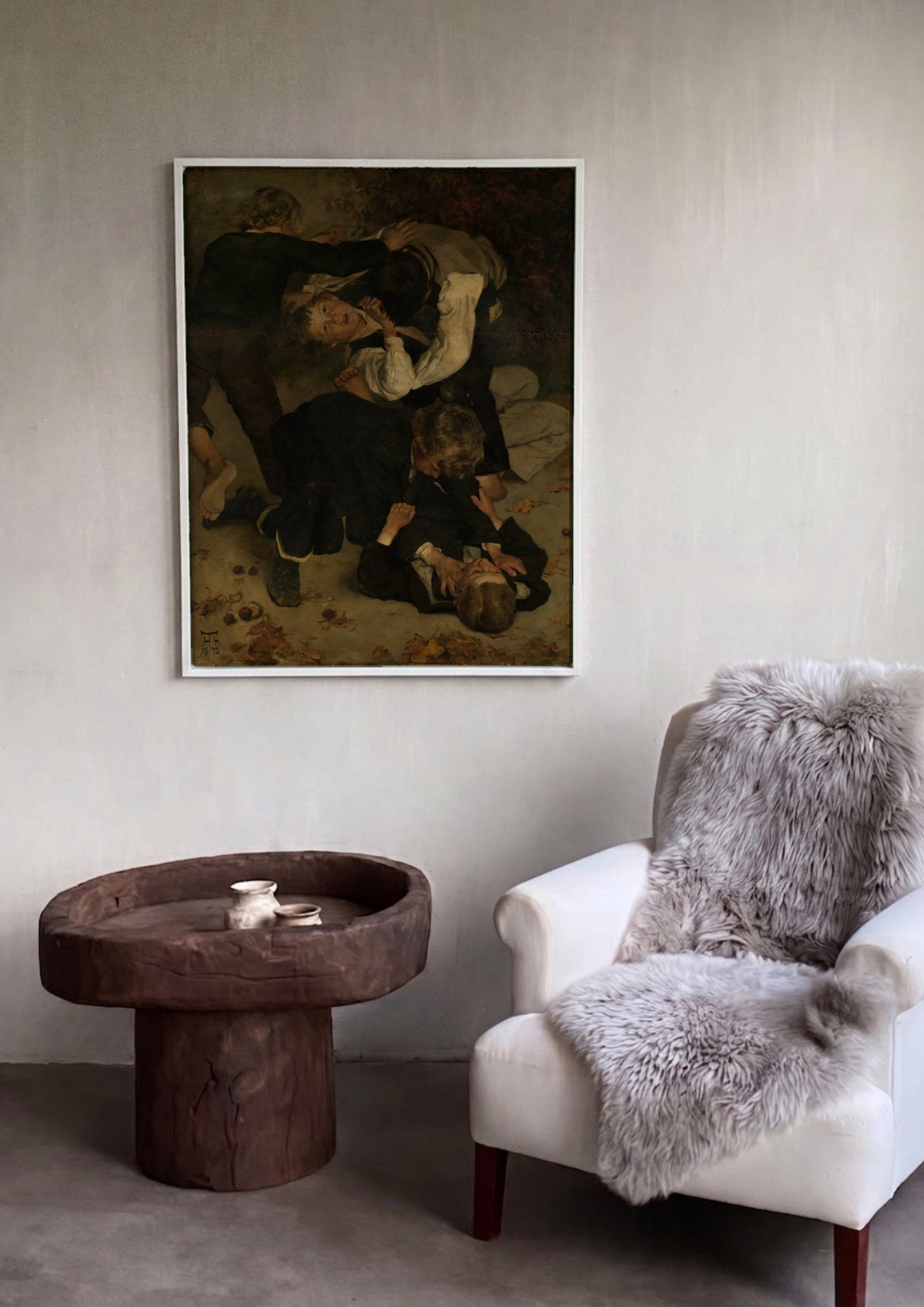 Quadro Decorativo A Briga (The Brawl) - Hans Thoma em ambiente decorado