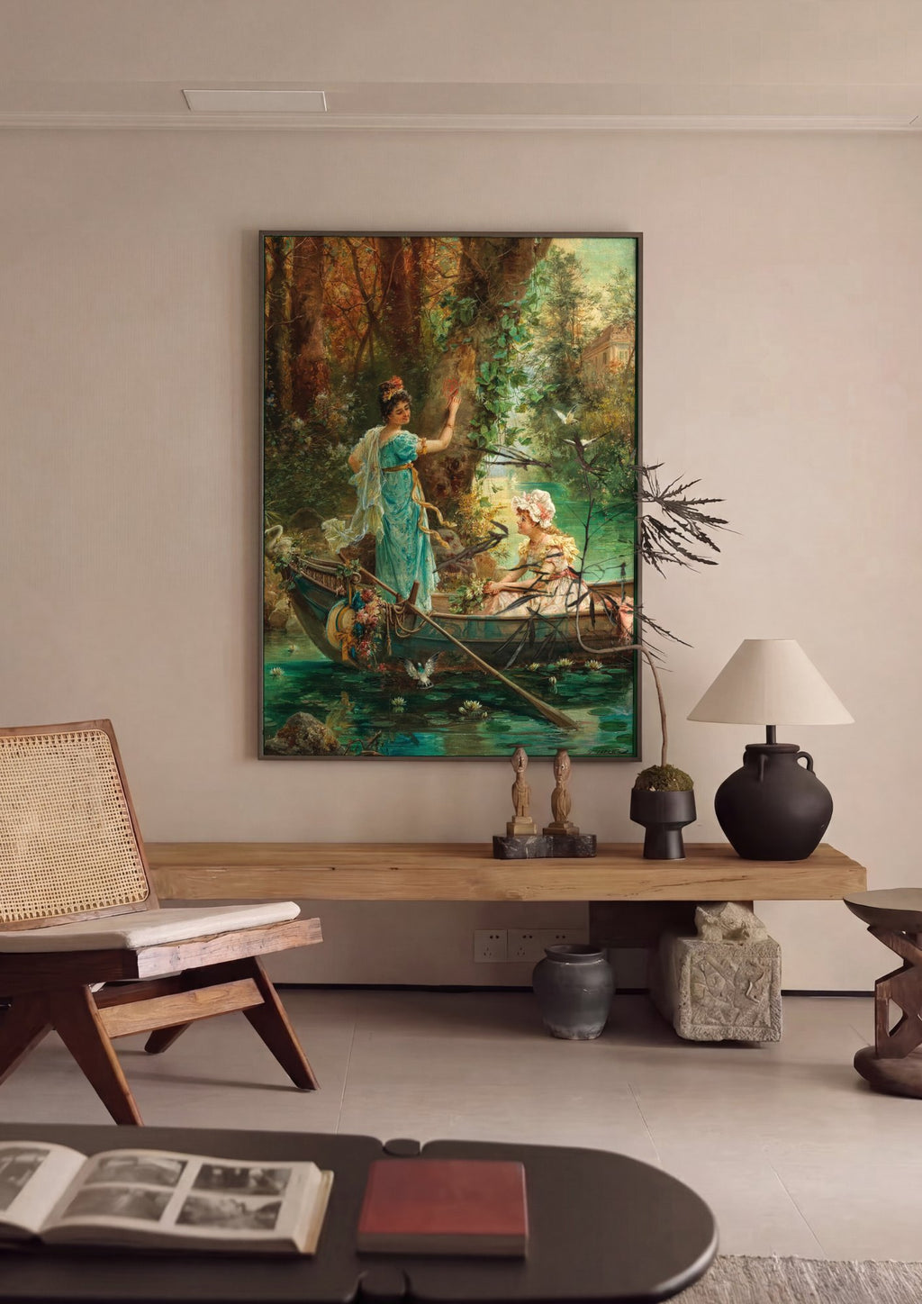 Quadro Decorativo A Oferta de Amor - Hans Zatzka em ambiente decorado