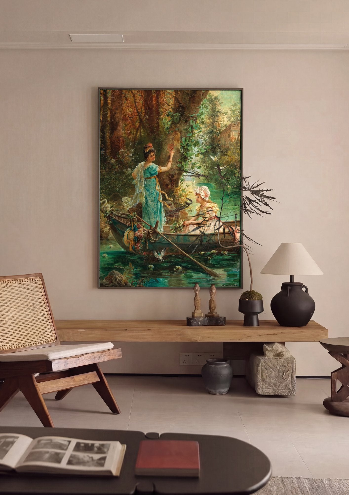Quadro Decorativo A Oferta de Amor - Hans Zatzka em ambiente decorado