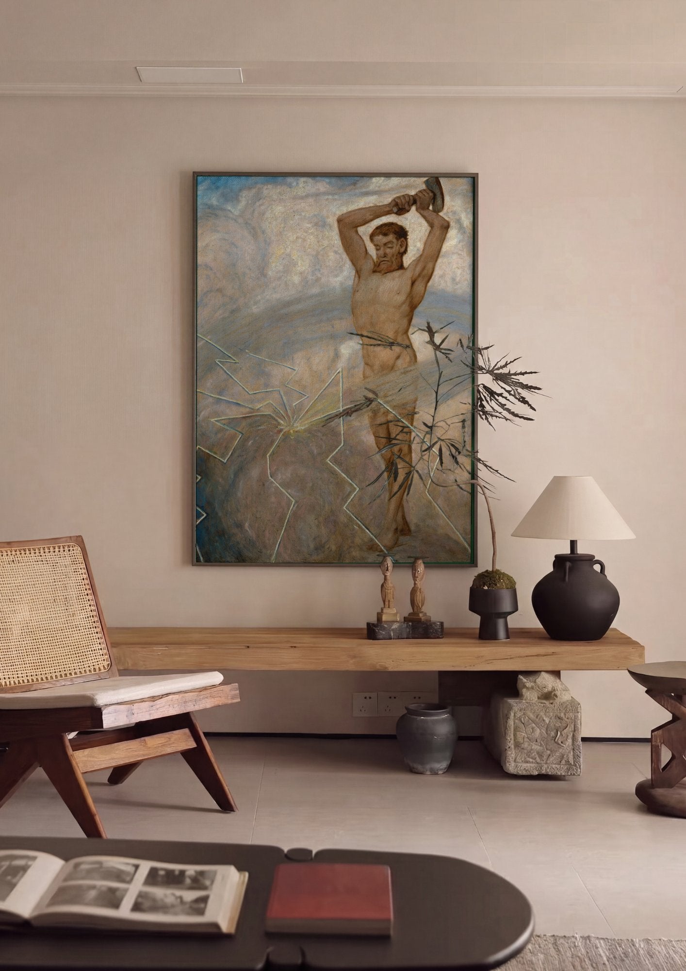 Quadro Decorativo O Martelo de Thor - Hans Thoma em ambiente decorado