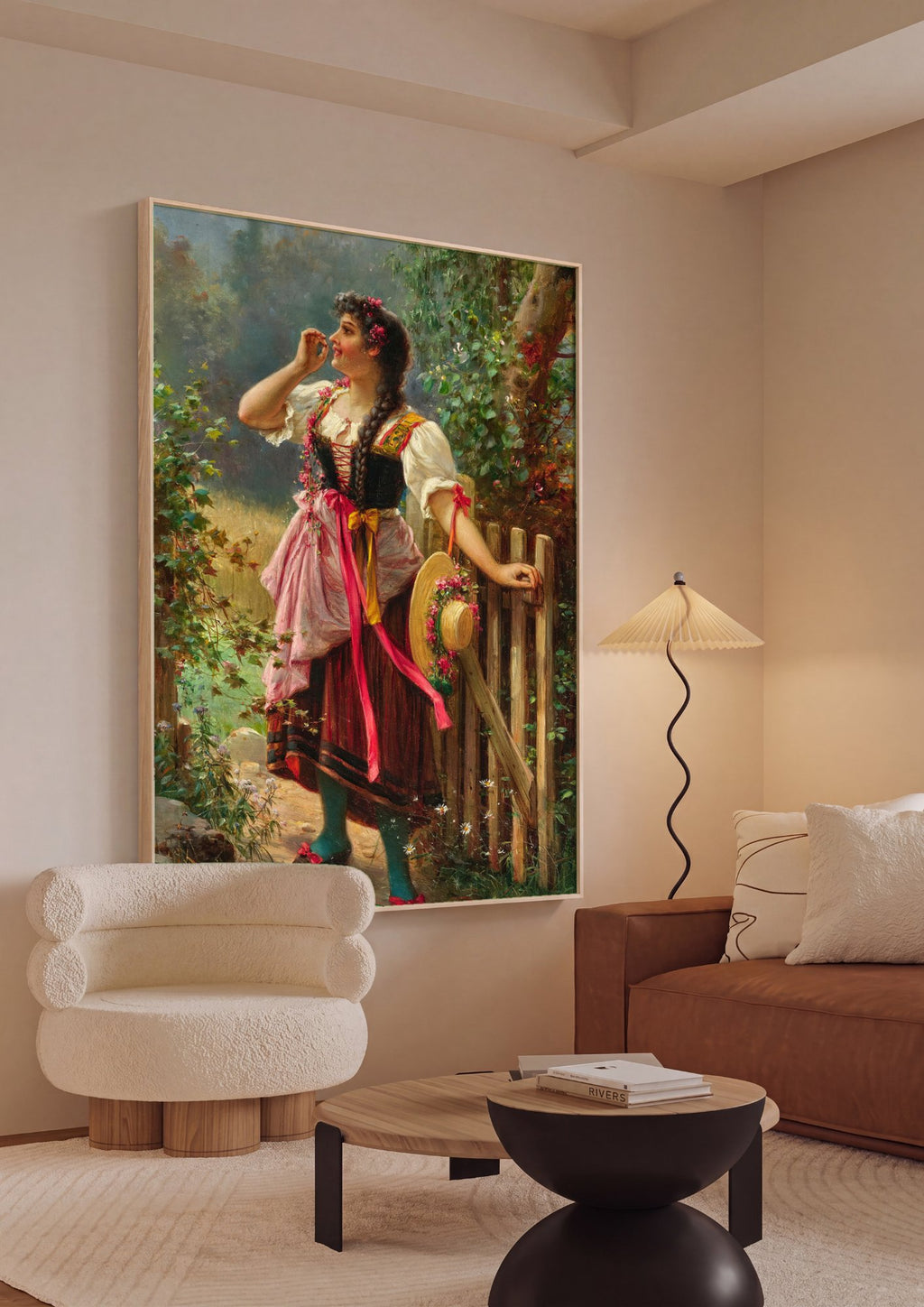 Quadro Decorativo A Jovem e o Campo - Hans Zatzka em ambiente decorado