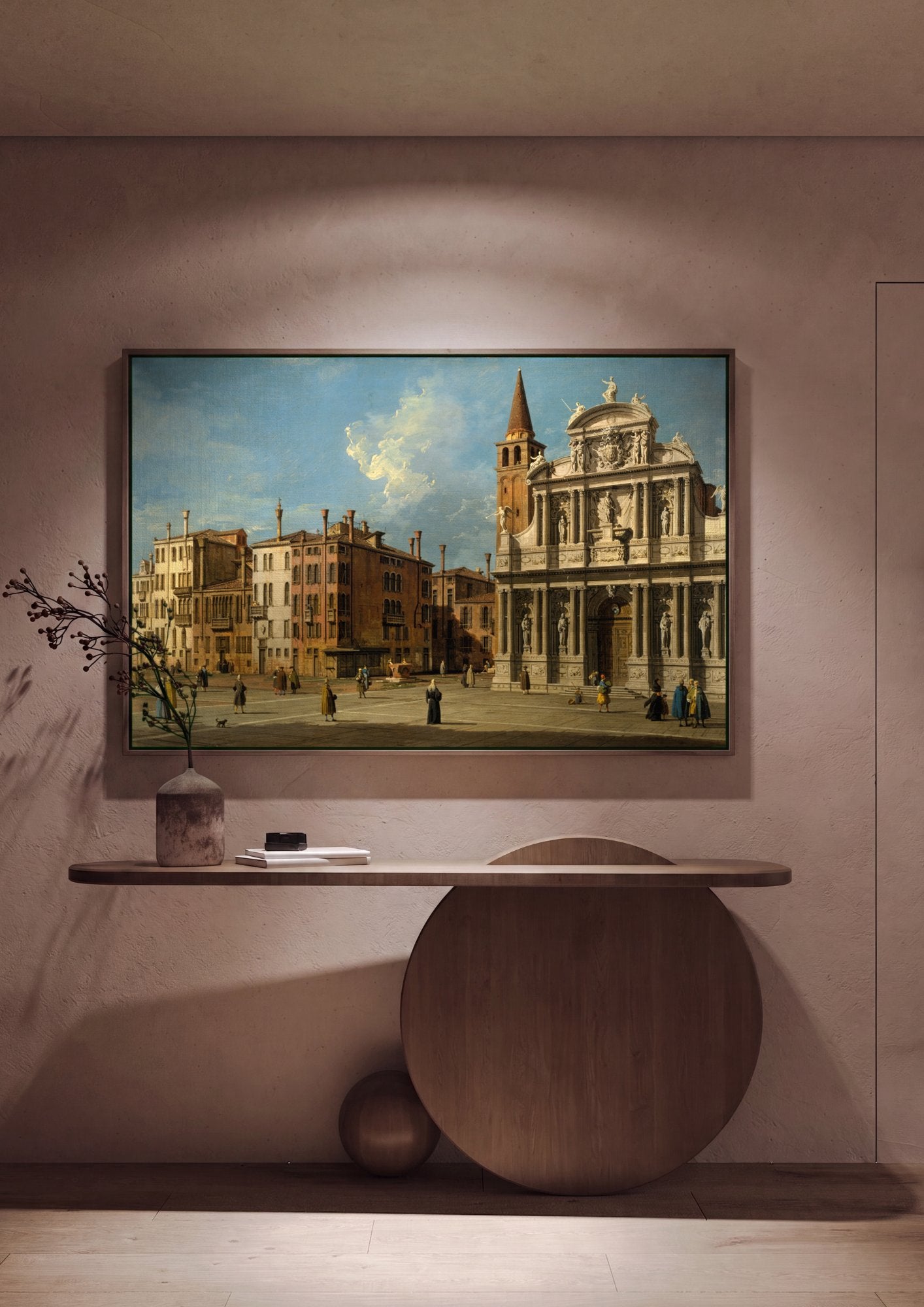 Quadro Decorativo Campo San Vidal e Santa Maria da Caridade - Canaletto em ambiente decorado