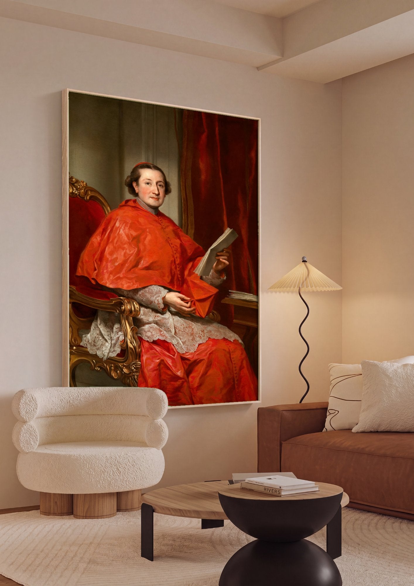 Quadro Decorativo Retrato de Cardeal - Anton Raphael Mengs em ambiente decorado