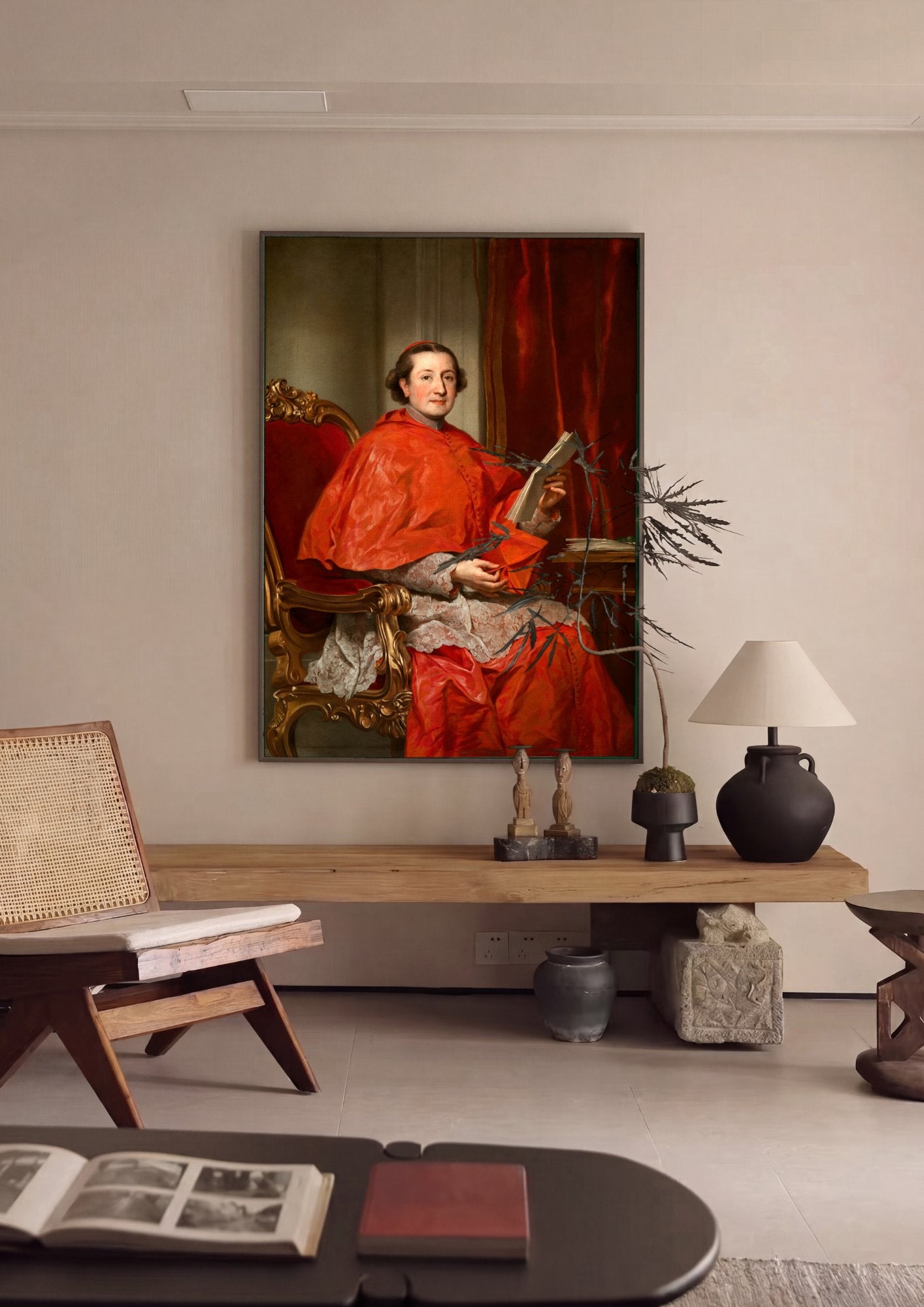 Quadro Decorativo Retrato de Cardeal - Anton Raphael Mengs em ambiente decorado