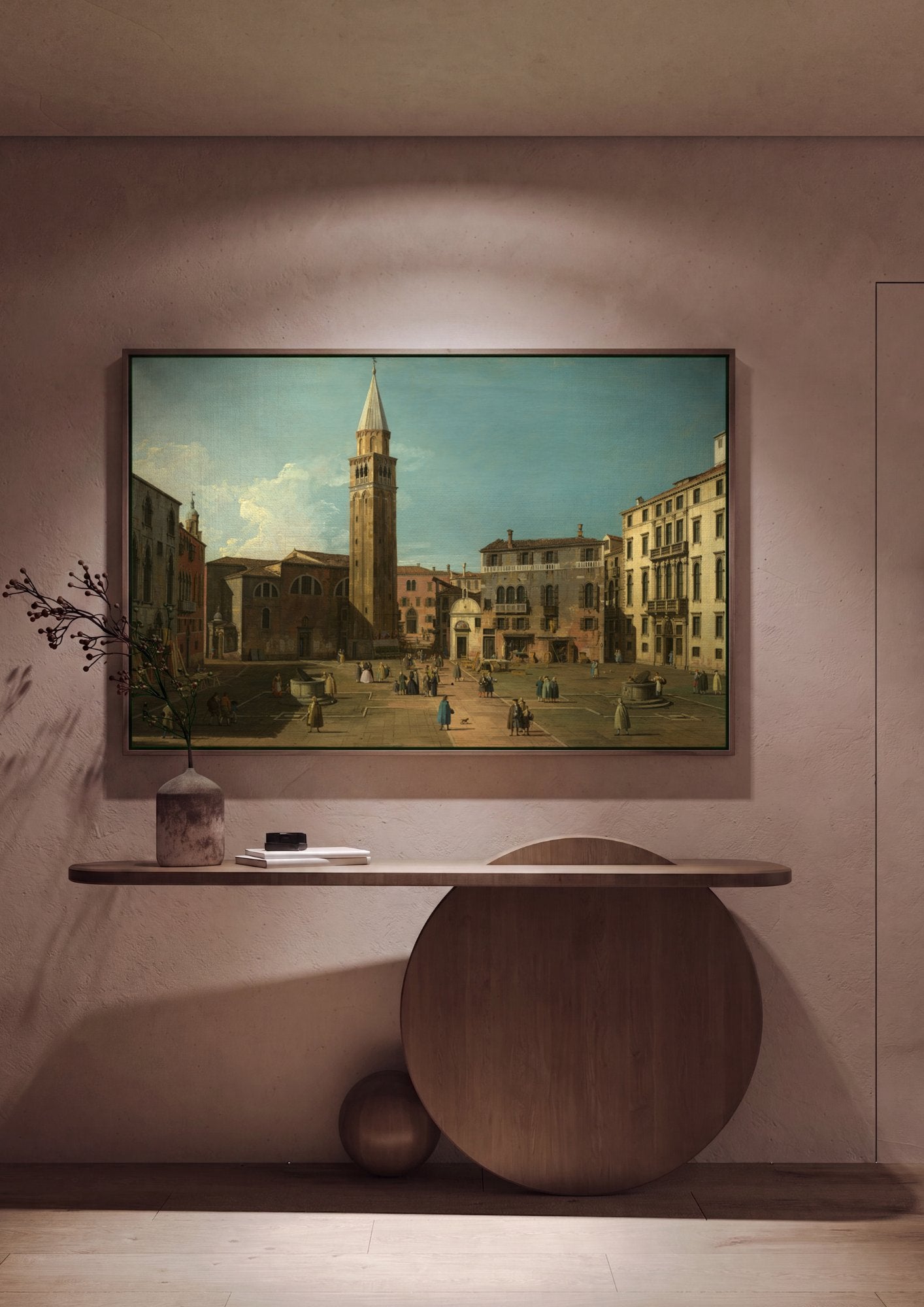 Quadro Decorativo Campo San Vidal e Santa Maria da Caridade - Canaletto em ambiente decorado