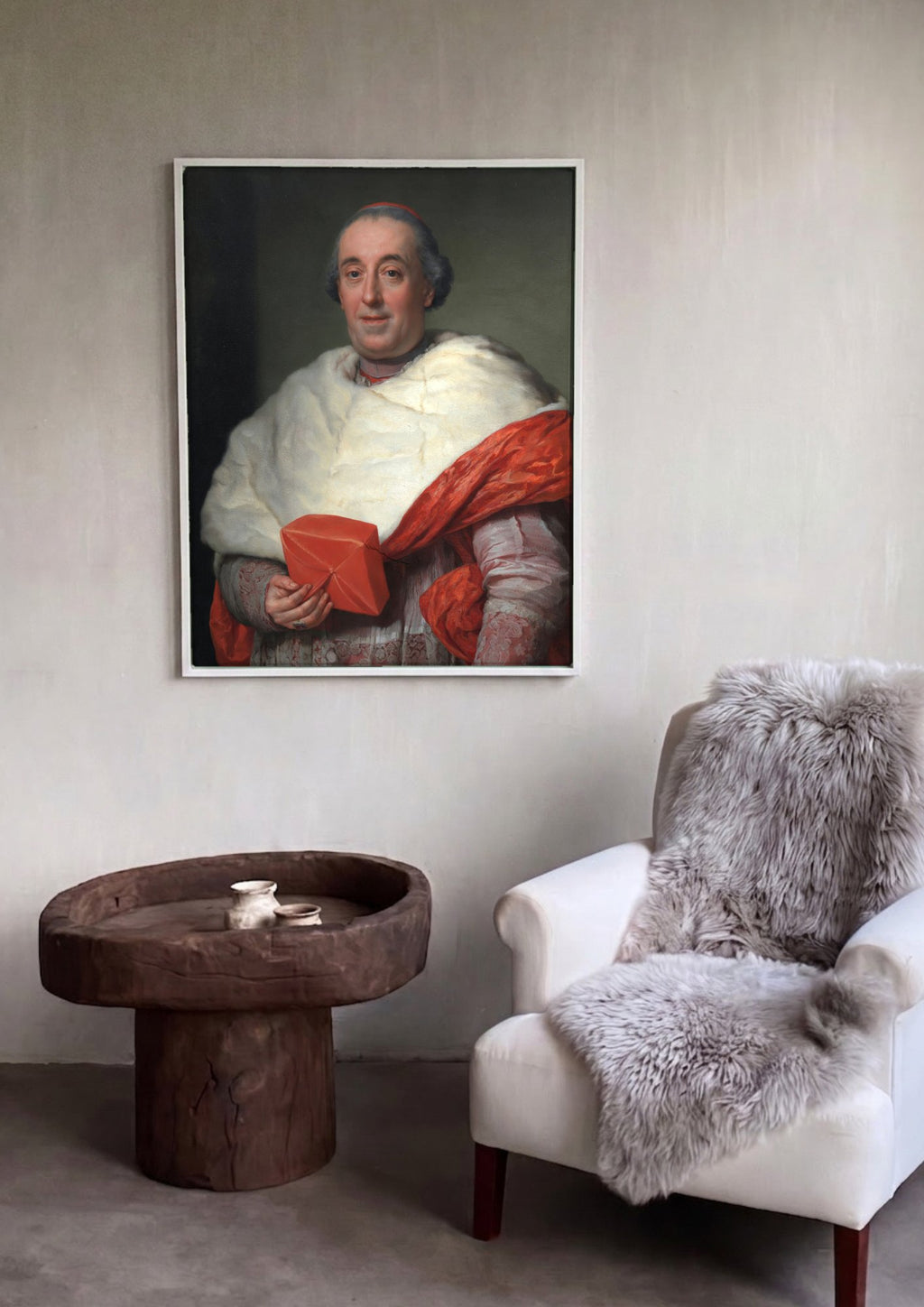 Quadro Decorativo Retrato de Cardeal - Anton Raphael Mengs em ambiente decorado