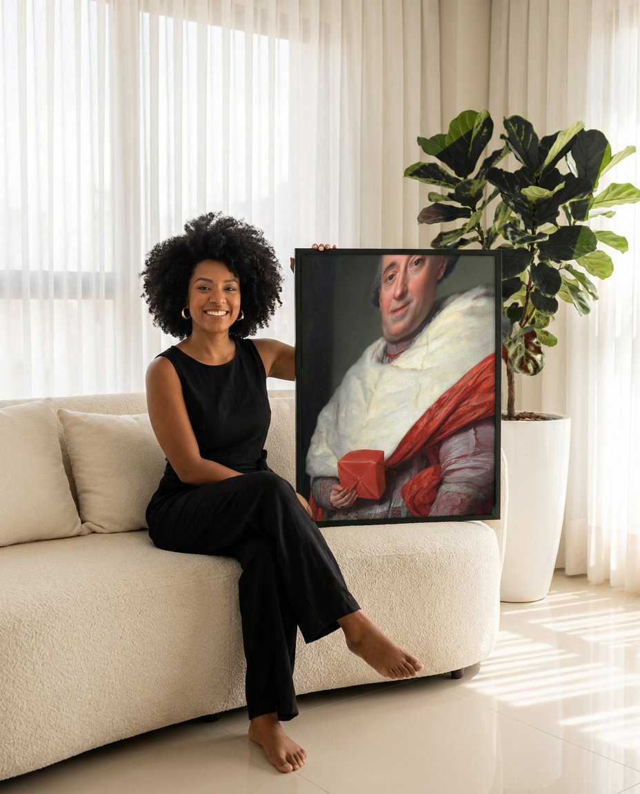 Quadro Decorativo Retrato de Cardeal - Anton Raphael Mengs com modelo em ambiente