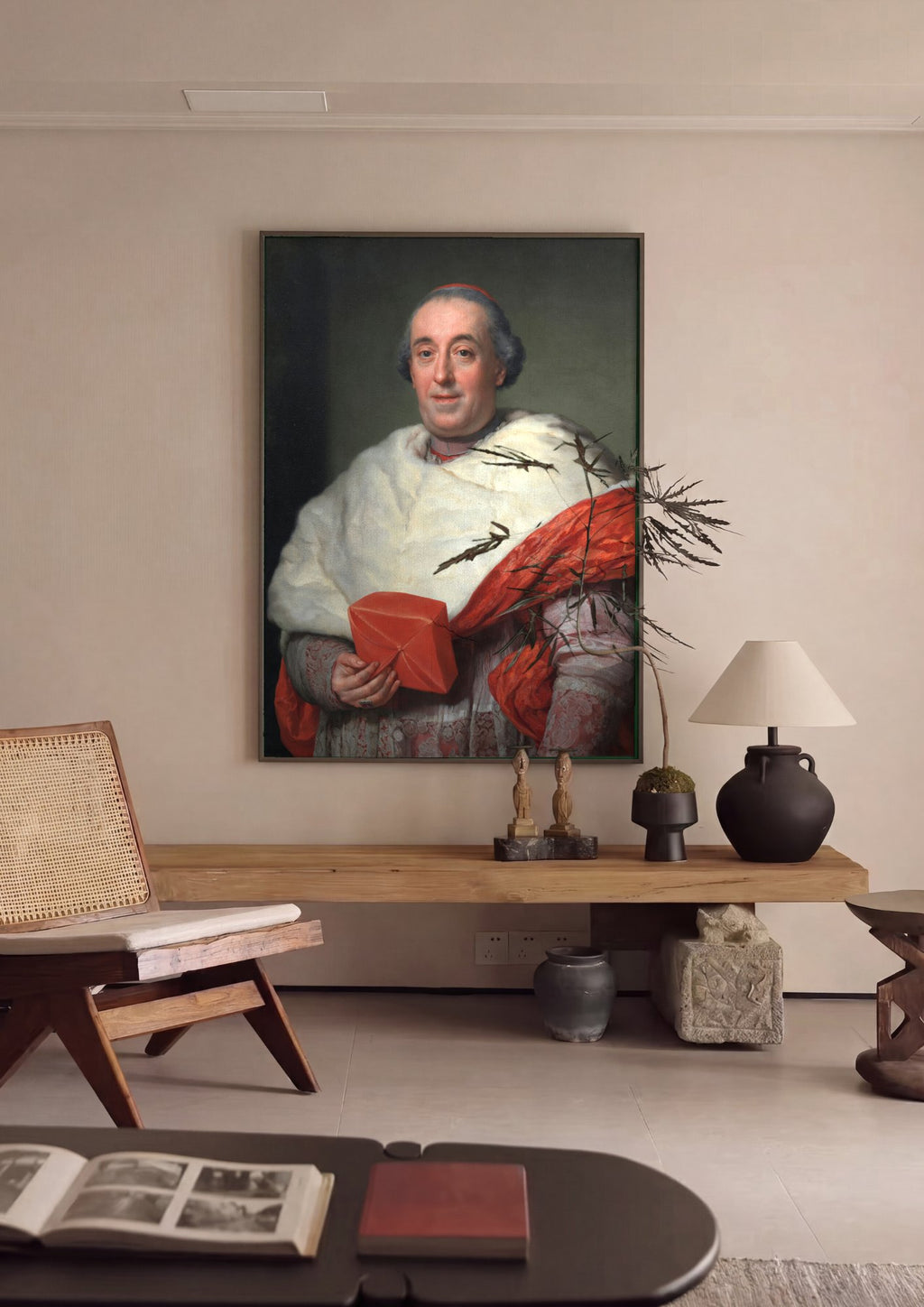 Quadro Decorativo Retrato de Cardeal - Anton Raphael Mengs em ambiente decorado