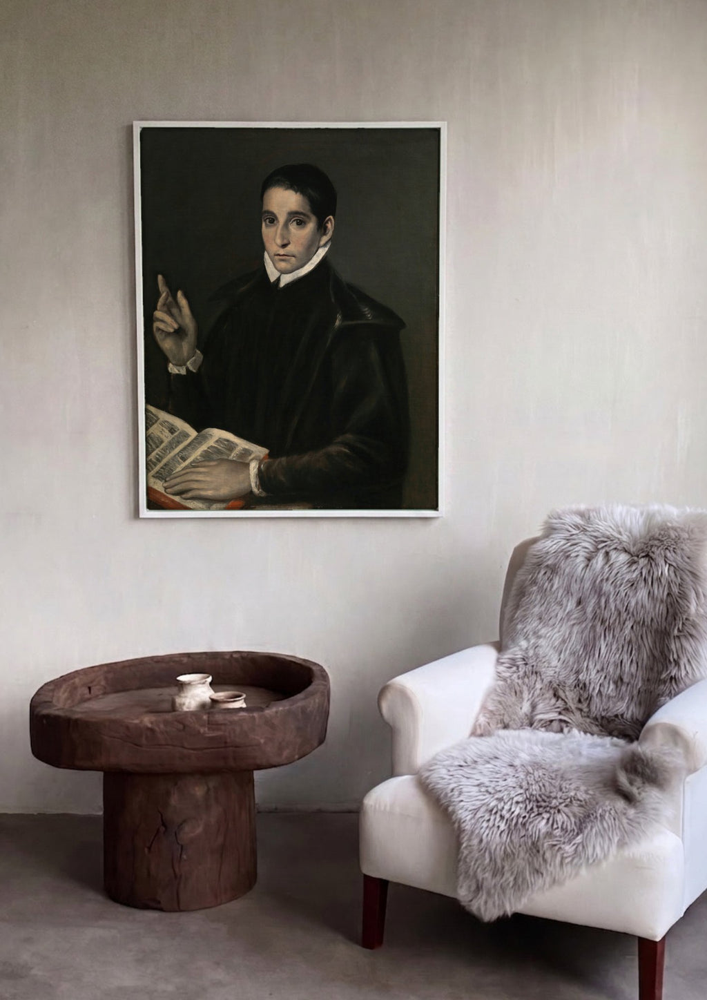 Quadro Decorativo O Cavalheiro da Mão ao Peito - El Greco em ambiente decorado