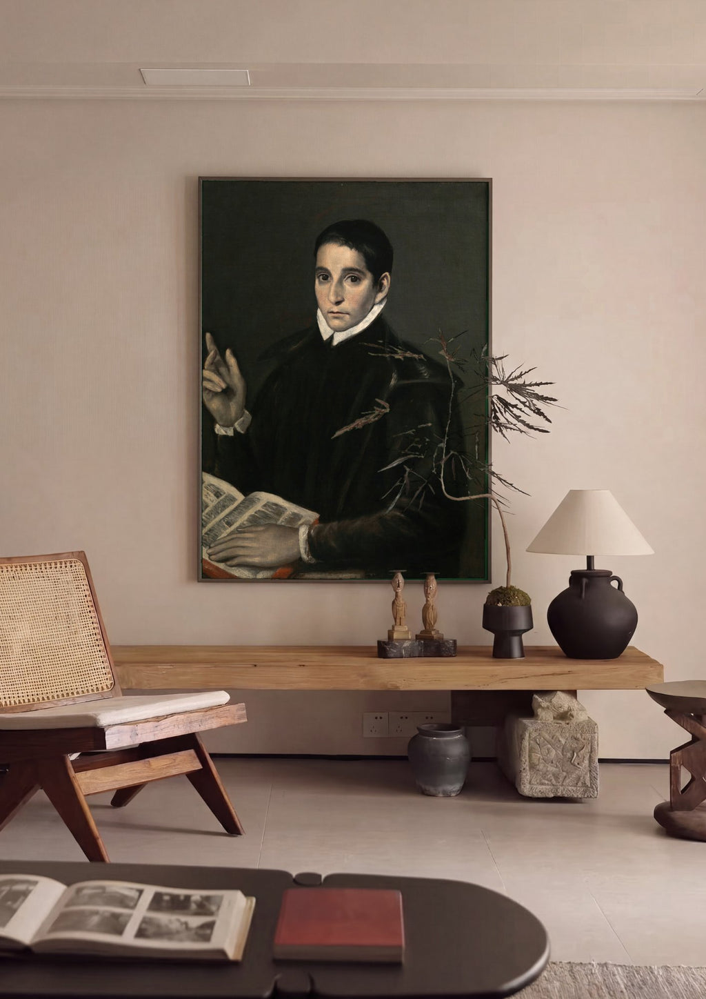 Quadro Decorativo O Cavalheiro da Mão ao Peito - El Greco em ambiente decorado