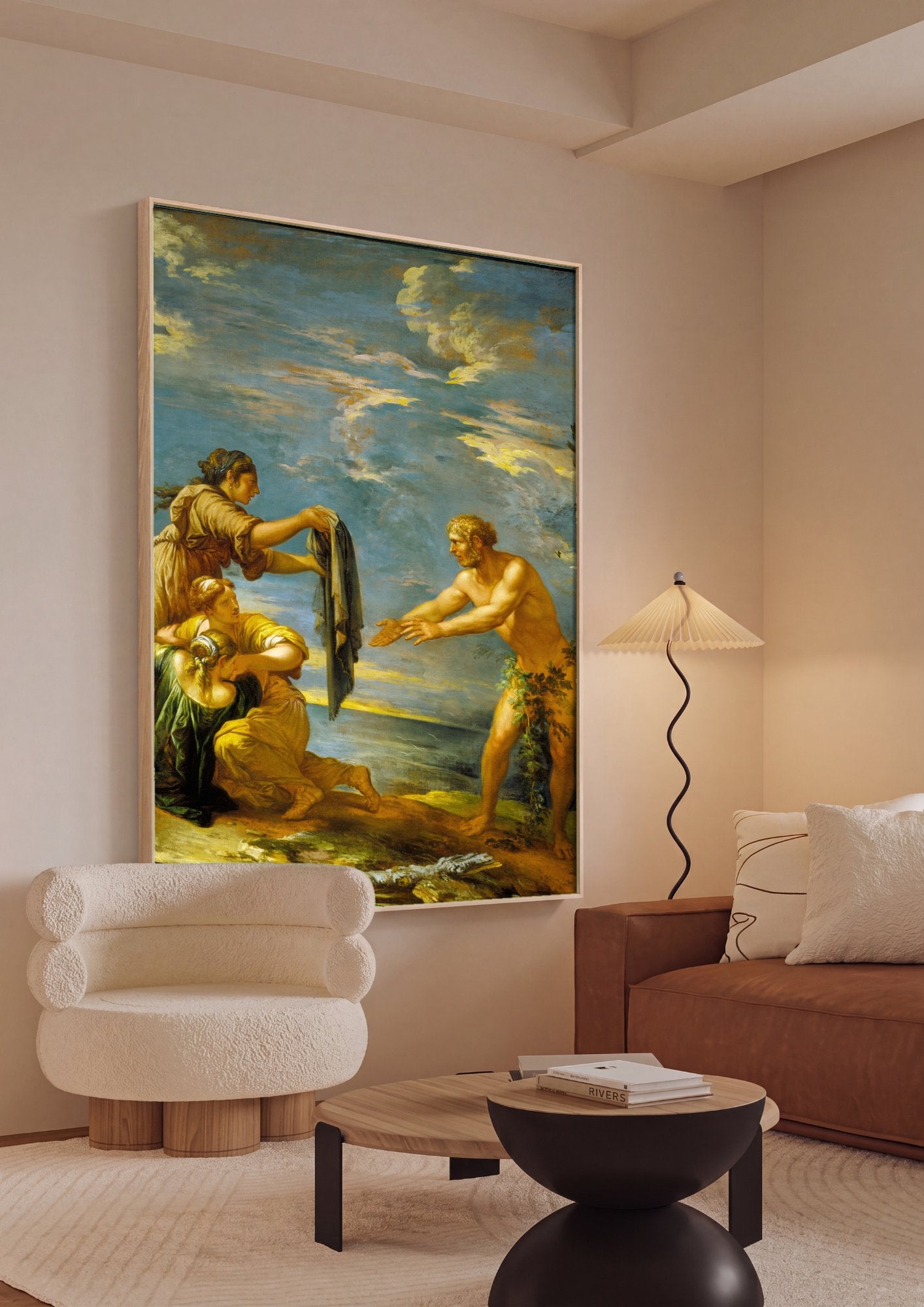 Quadro Decorativo A Chegada de Enéias ao Lácio - Salvator Rosa em ambiente decorado