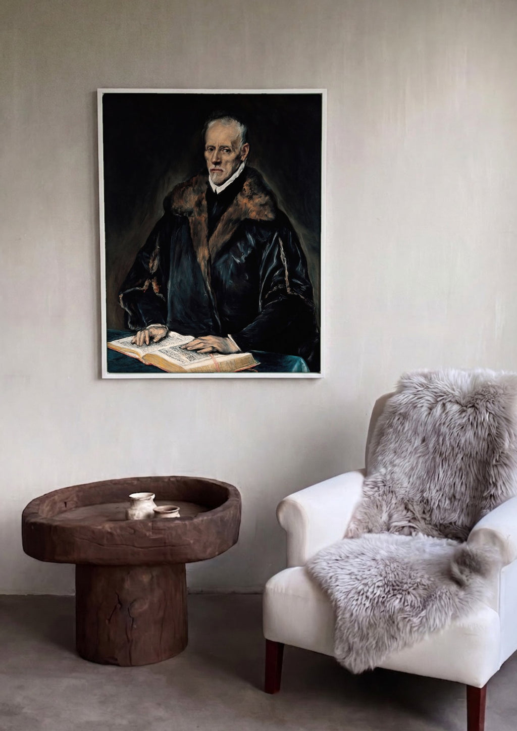 Quadro Decorativo O Cavalheiro da Mão ao Peito - El Greco em ambiente decorado