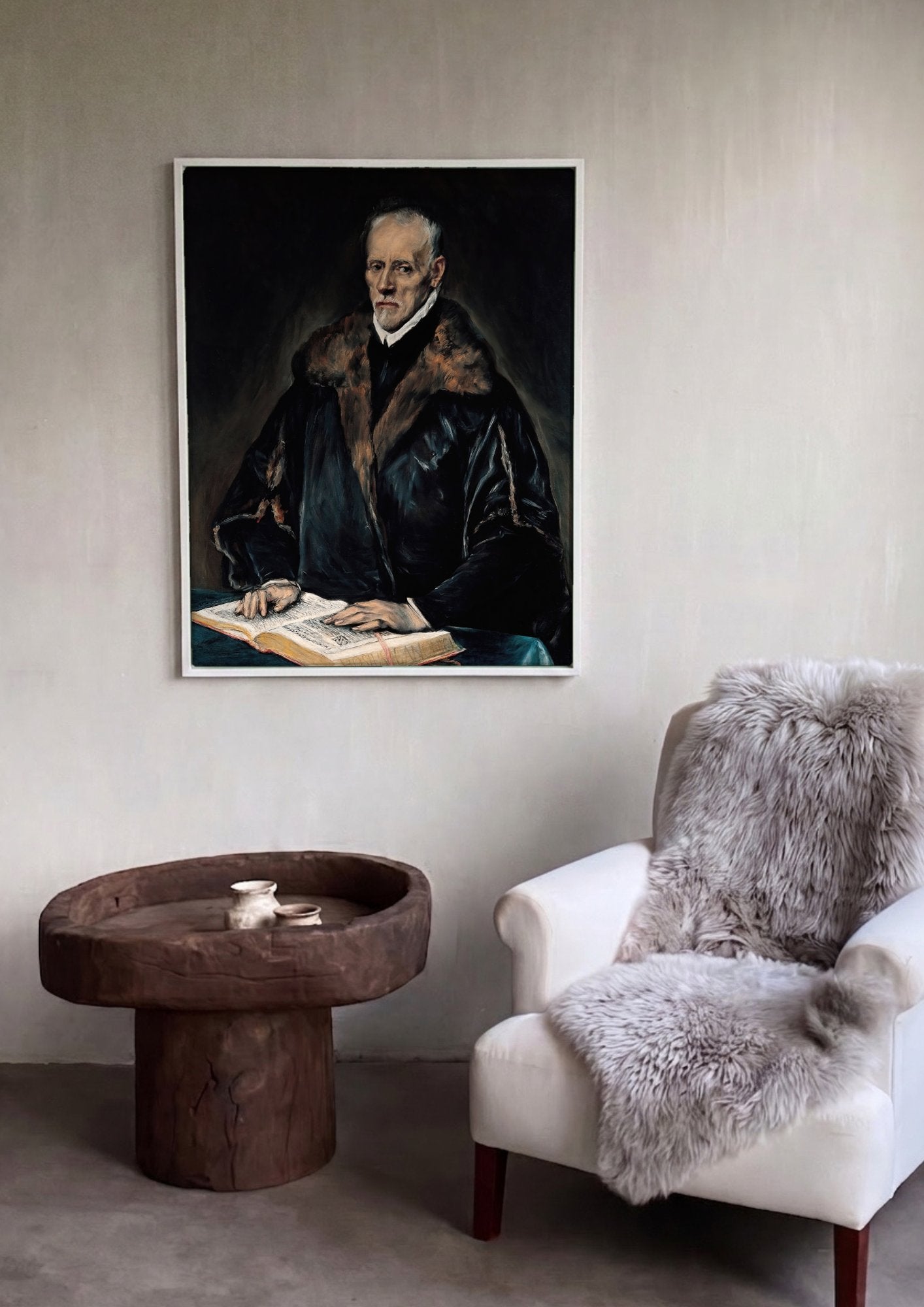 Quadro Decorativo O Cavalheiro da Mão ao Peito - El Greco em ambiente decorado