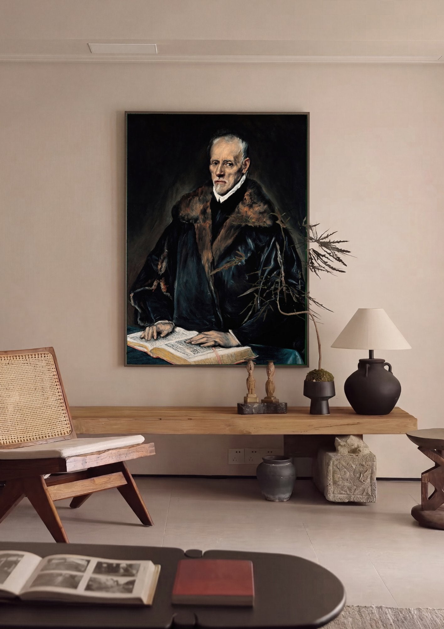 Quadro Decorativo O Cavalheiro da Mão ao Peito - El Greco em ambiente decorado