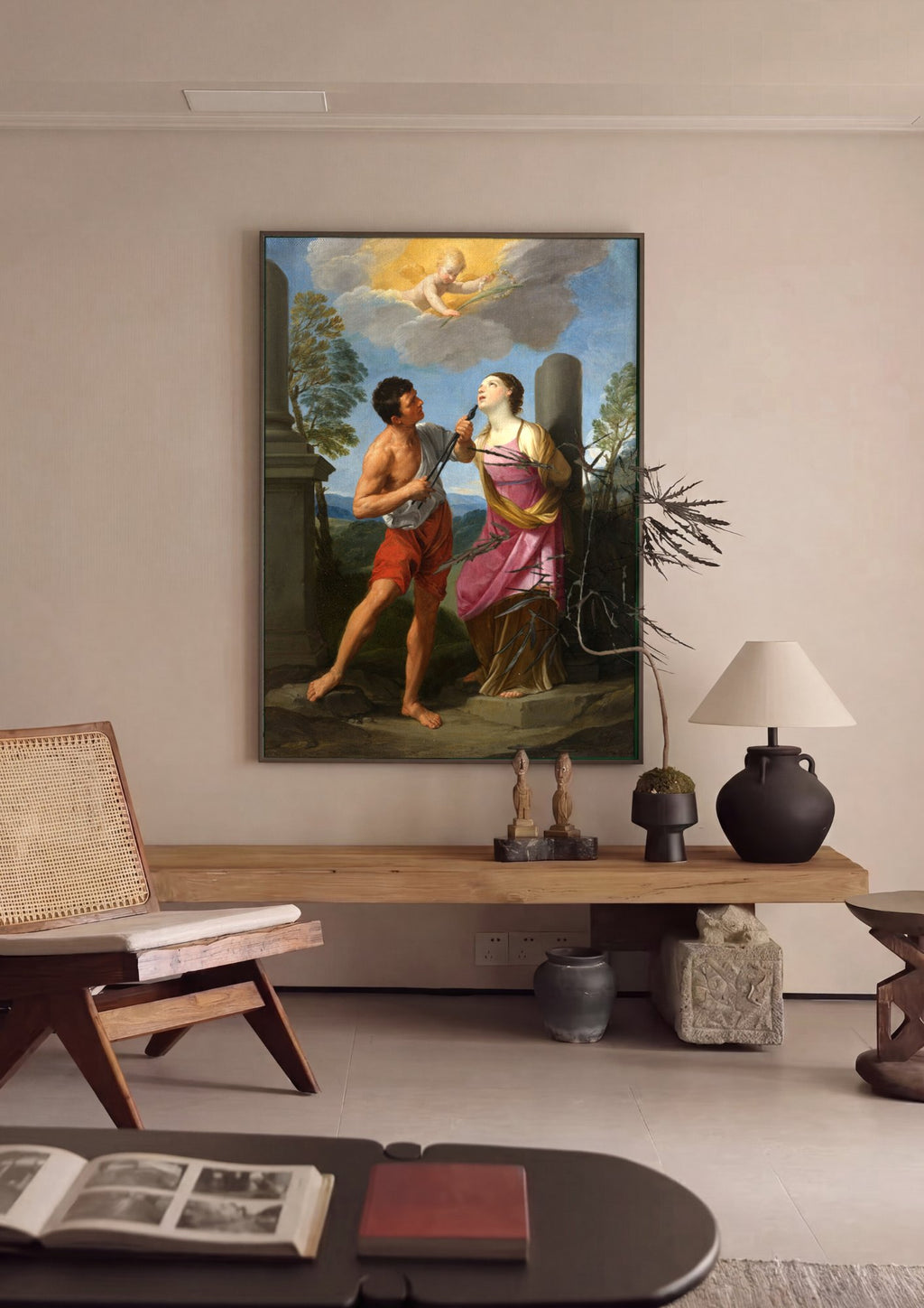 Quadro Decorativo O Martírio de Santa Apolônia - Guido Reni em ambiente decorado