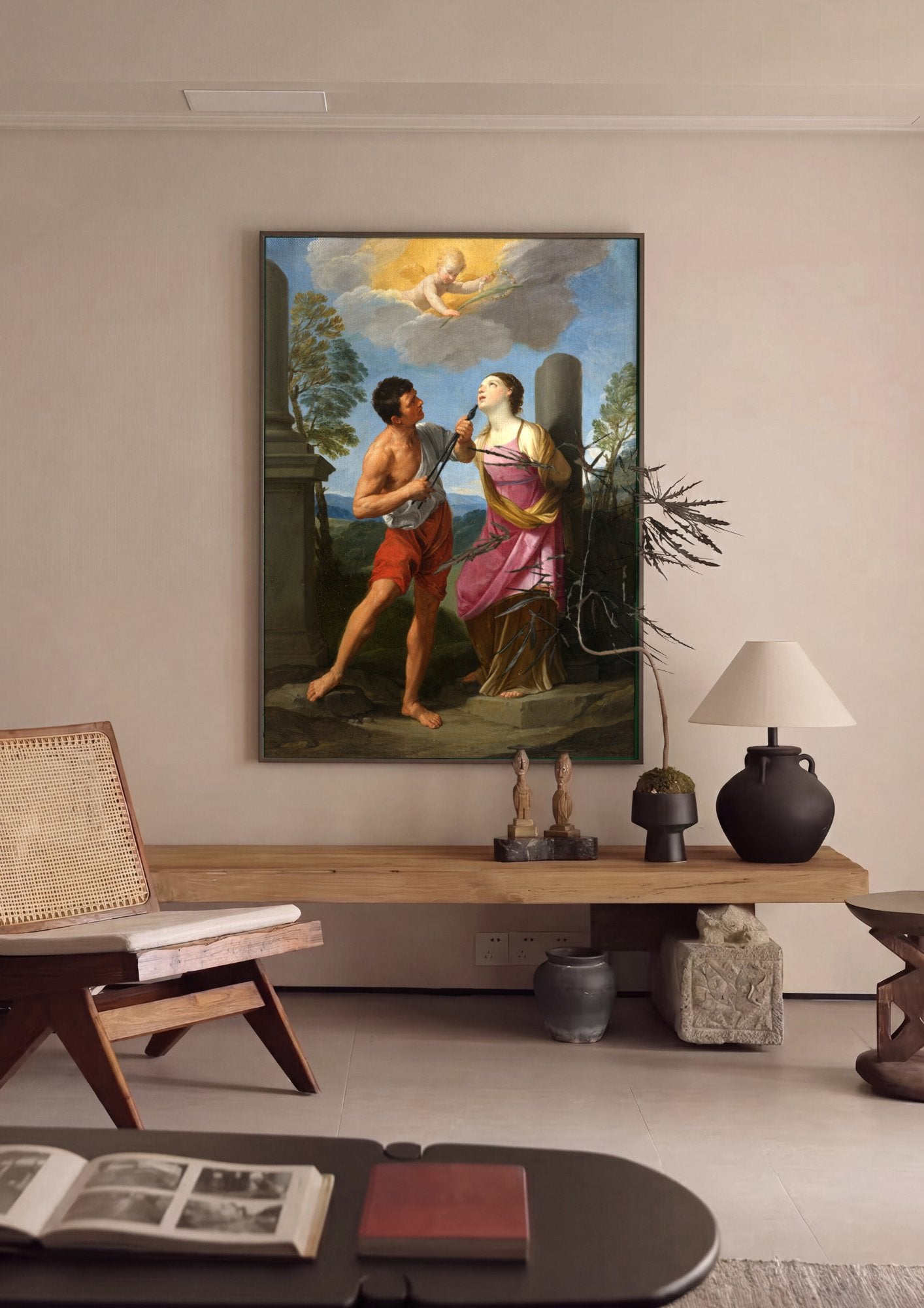 Quadro Decorativo O Martírio de Santa Apolônia - Guido Reni em ambiente decorado