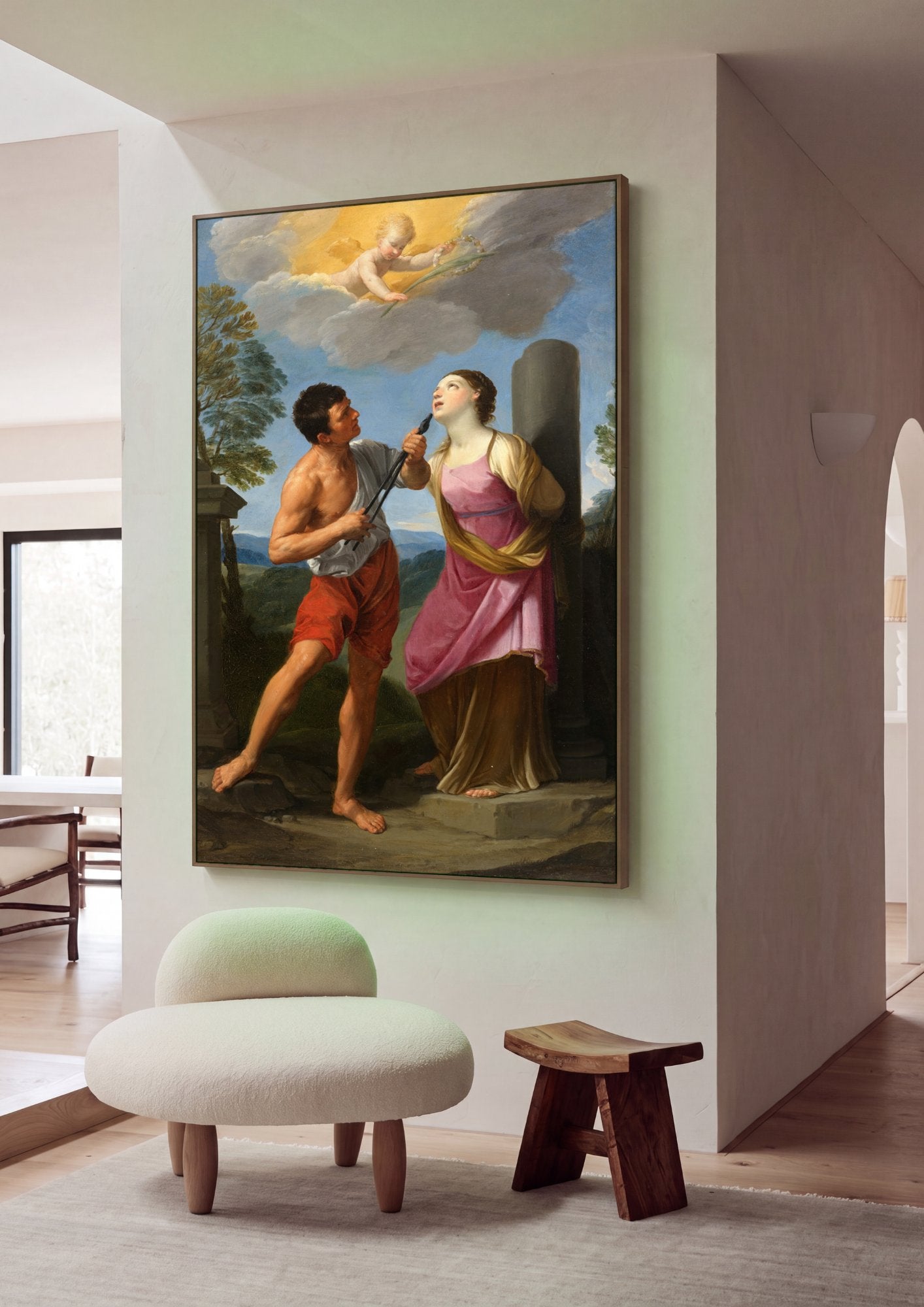 Quadro Decorativo O Martírio de Santa Apolônia - Guido Reni em ambiente decorado