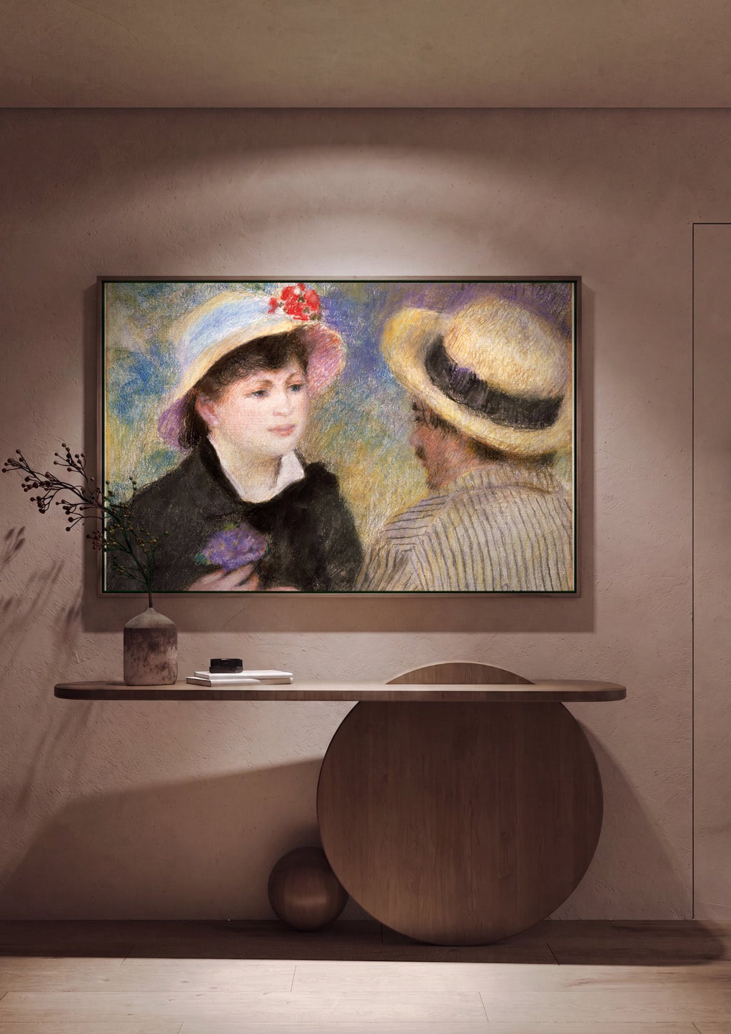 Quadro Decorativo Duas Figuras com Chapéu - Renoir em ambiente decorado