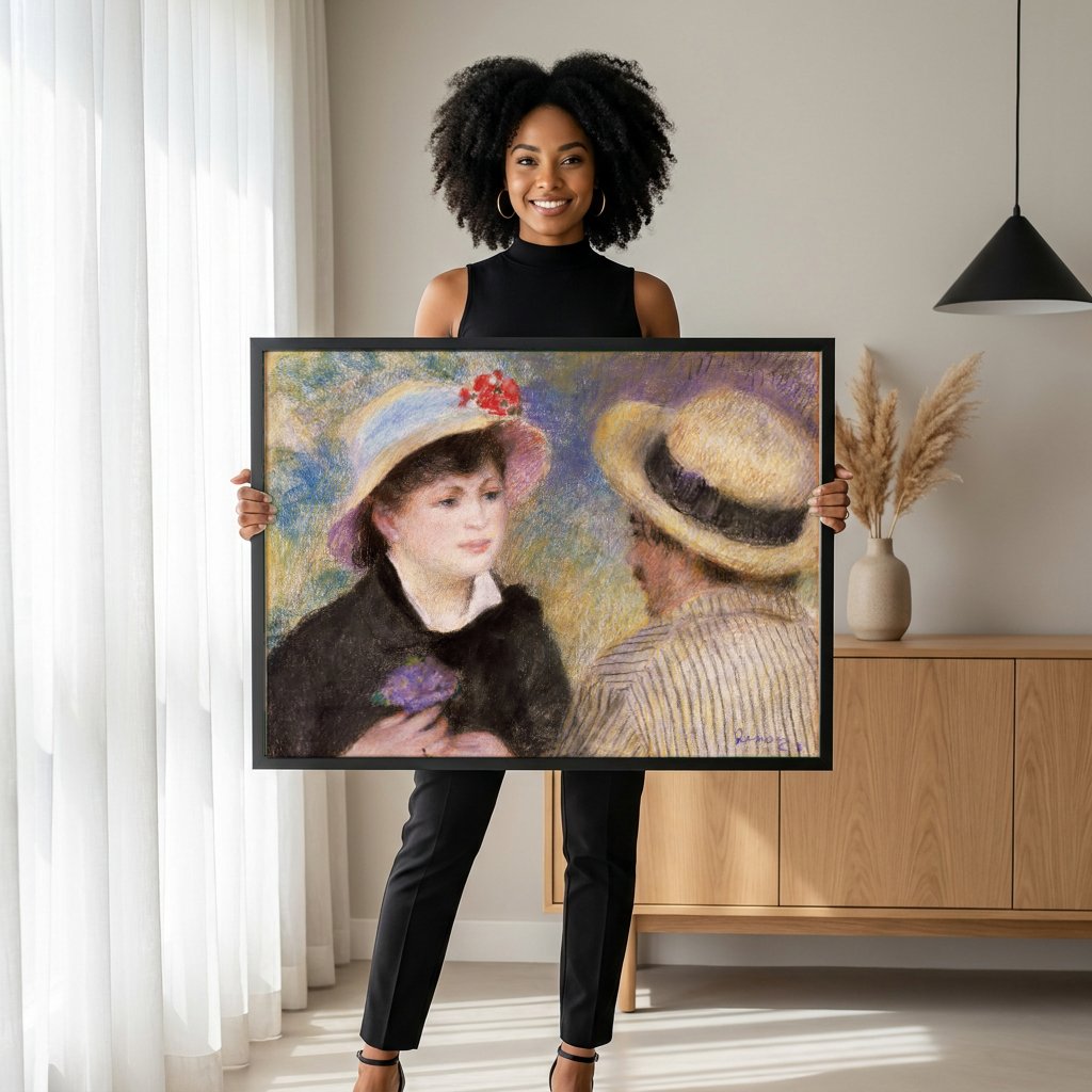 Quadro Decorativo Duas Figuras com Chapéu - Renoir com modelo em ambiente