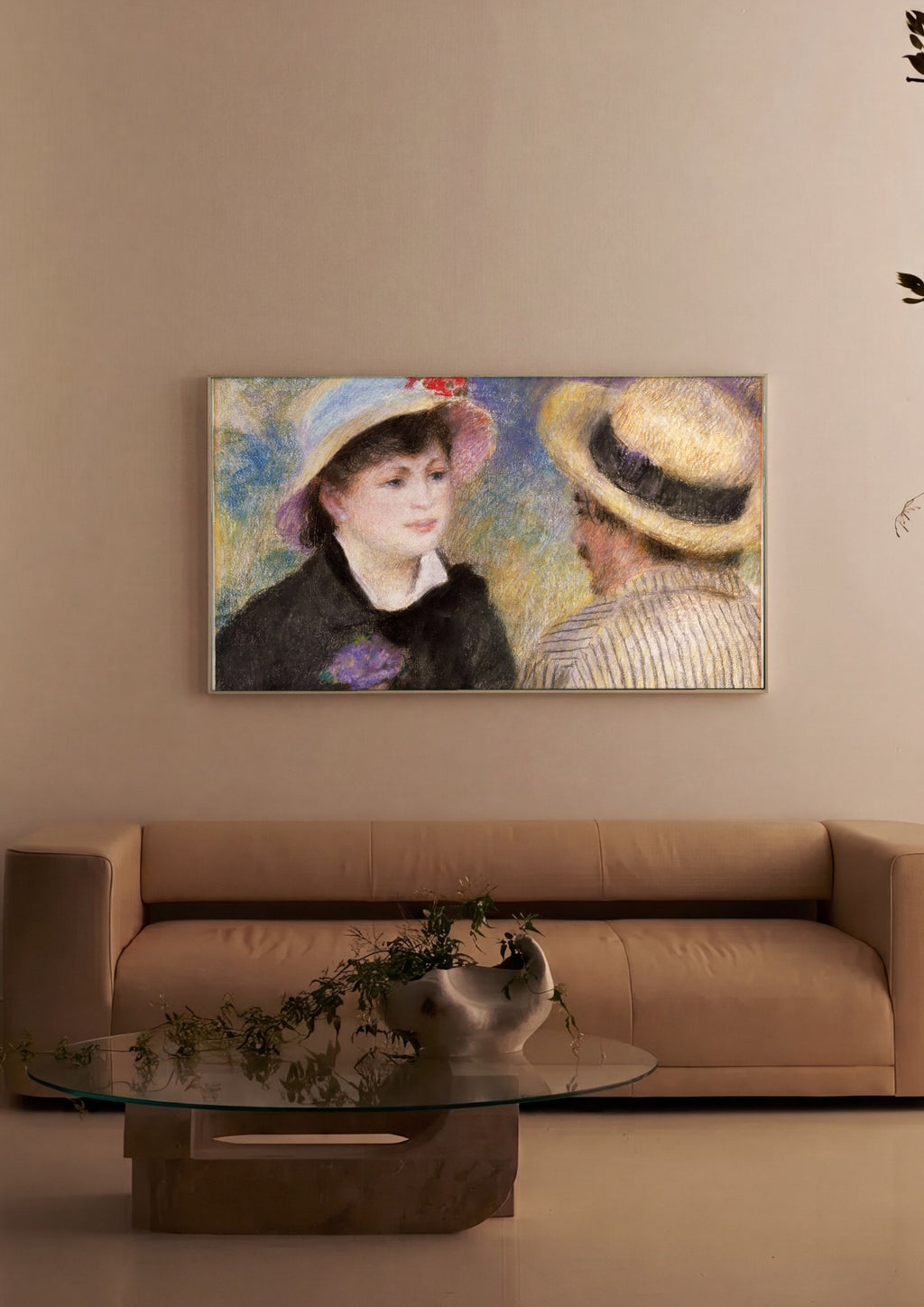 Quadro Decorativo Duas Figuras com Chapéu - Renoir em ambiente decorado