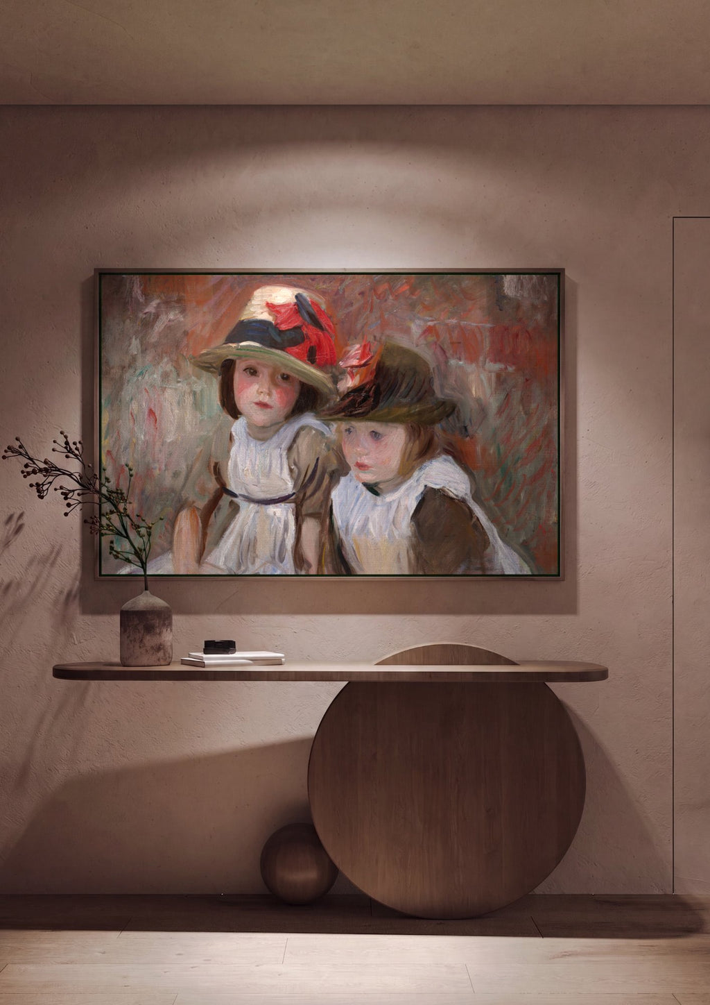 Quadro Decorativo Duas Meninas com Chapéus - John Singer Sargent em ambiente decorado