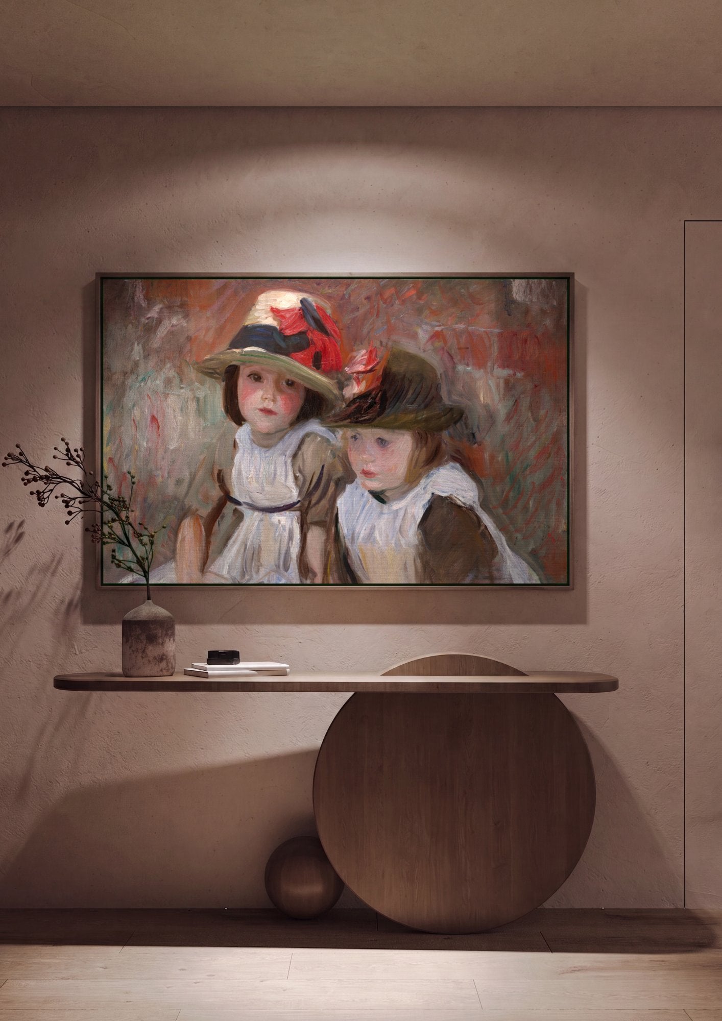 Quadro Decorativo Duas Meninas com Chapéus - John Singer Sargent em ambiente decorado