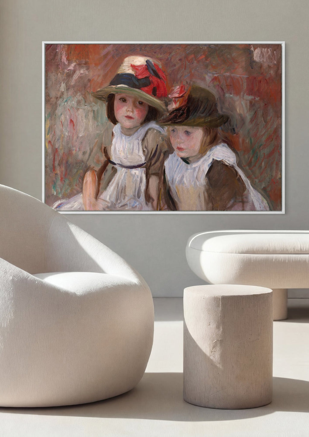 Quadro Decorativo Duas Meninas com Chapéus - John Singer Sargent em ambiente decorado