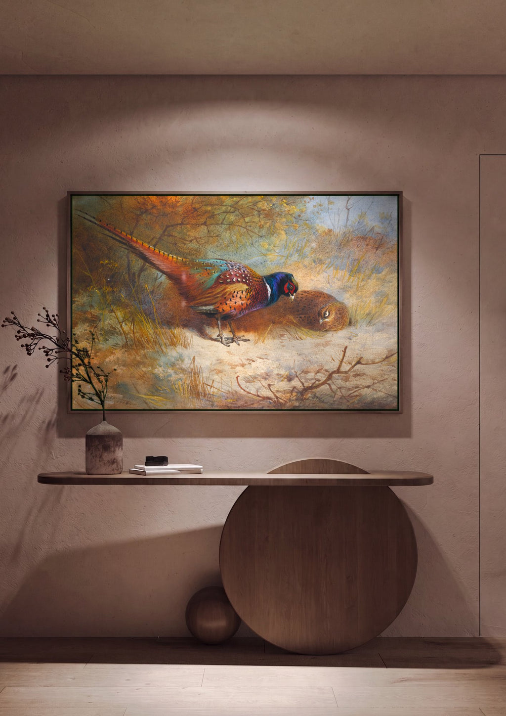 Quadro Decorativo Faisões na Natureza - Archibald Thorburn em ambiente decorado