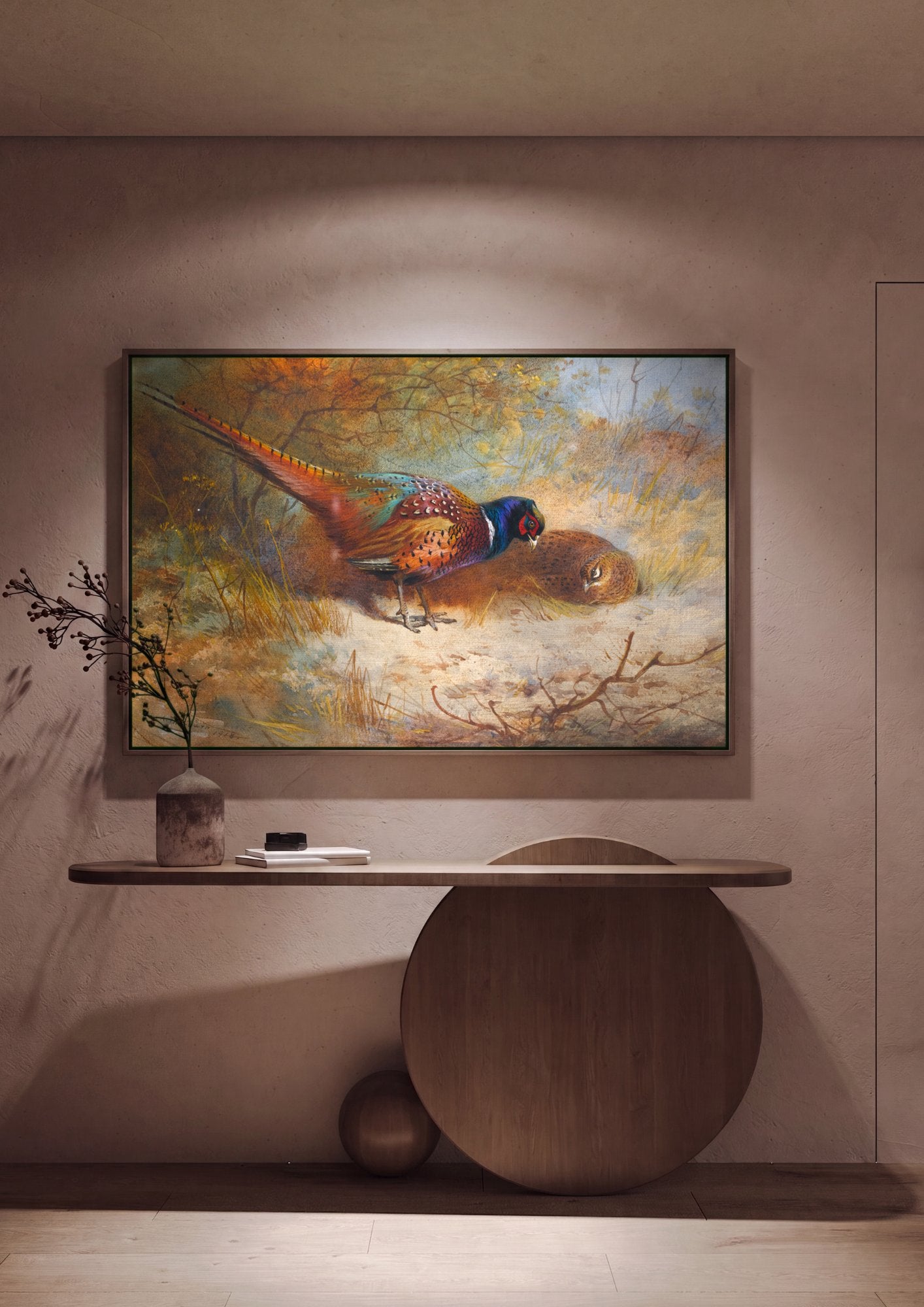 Quadro Decorativo Faisões na Natureza - Archibald Thorburn em ambiente decorado