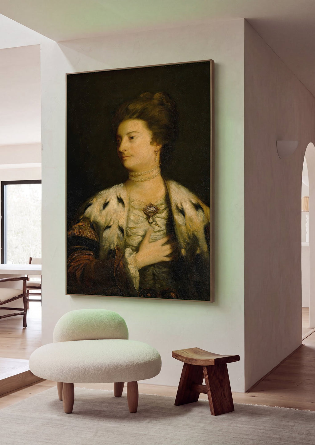 Quadro Decorativo Retrato de Dama com Arminho - Reynolds em ambiente decorado