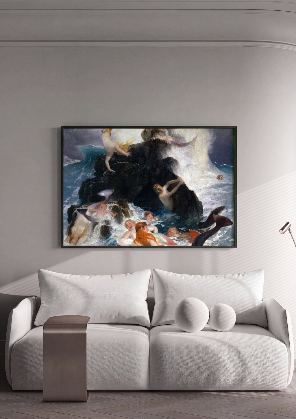 Quadro Decorativo O Brincar das Ondas - Arnold Böcklin em ambiente decorado