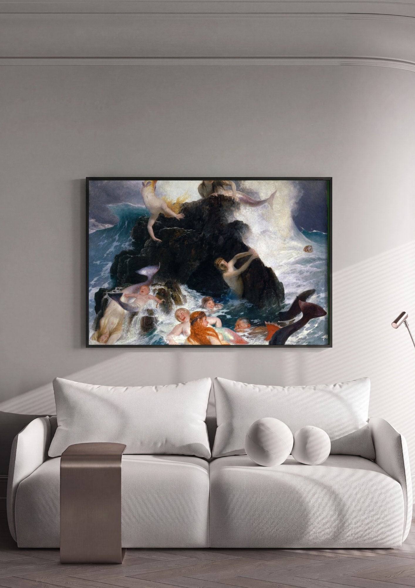Quadro Decorativo O Brincar das Ondas - Arnold Böcklin em ambiente decorado