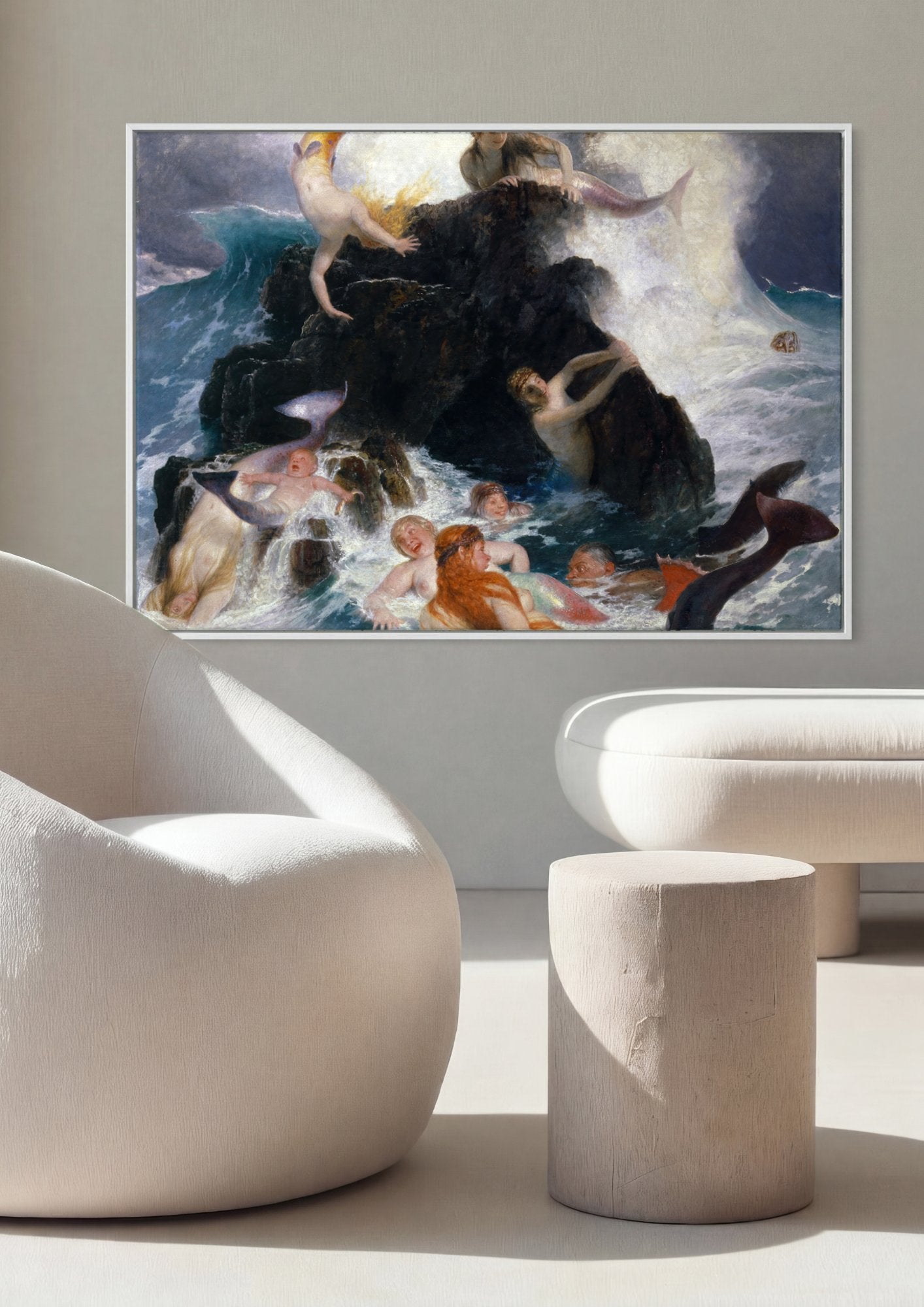 Quadro Decorativo O Brincar das Ondas - Arnold Böcklin em ambiente decorado