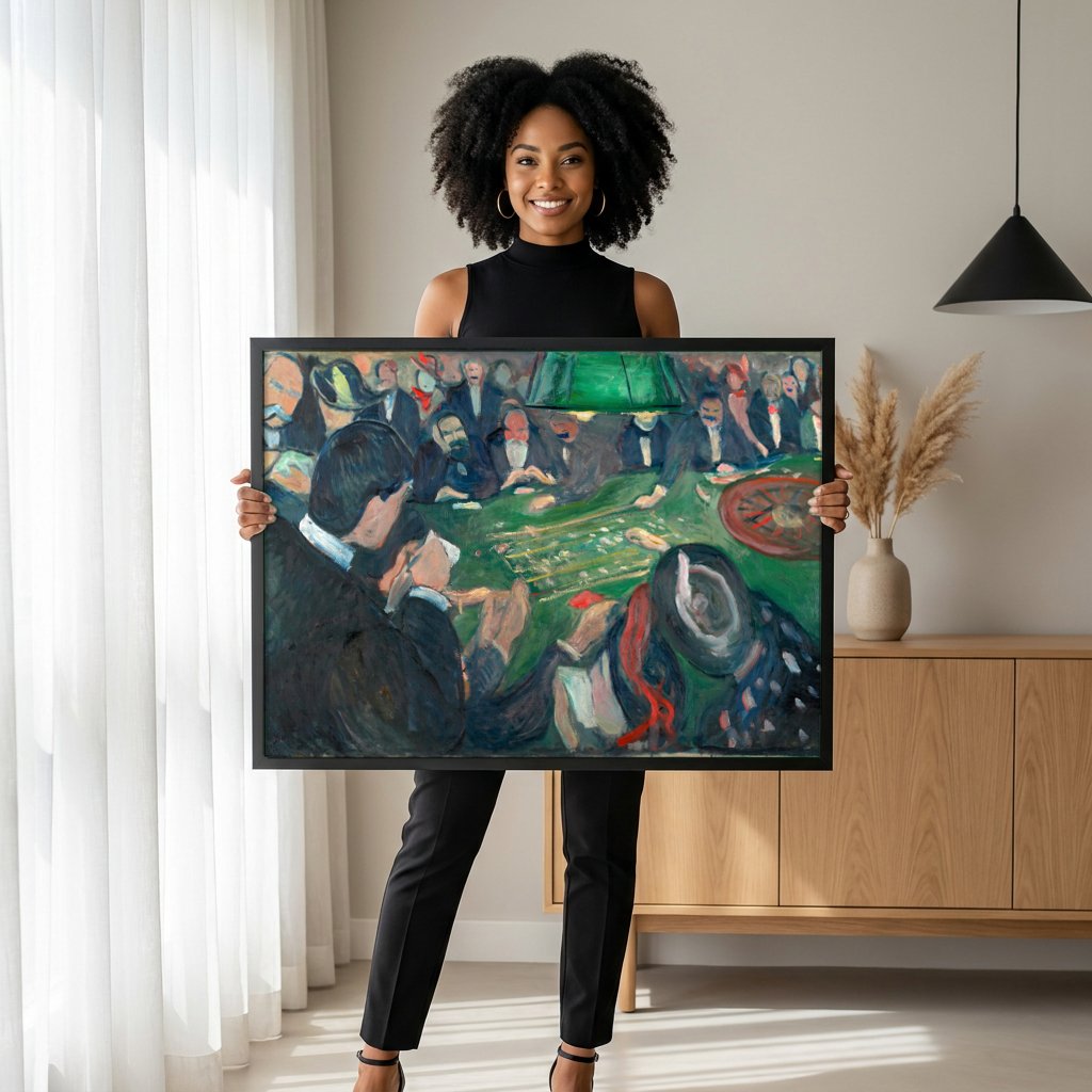 Quadro Decorativo Cena de Cassino - Edvard Munch com modelo em ambiente
