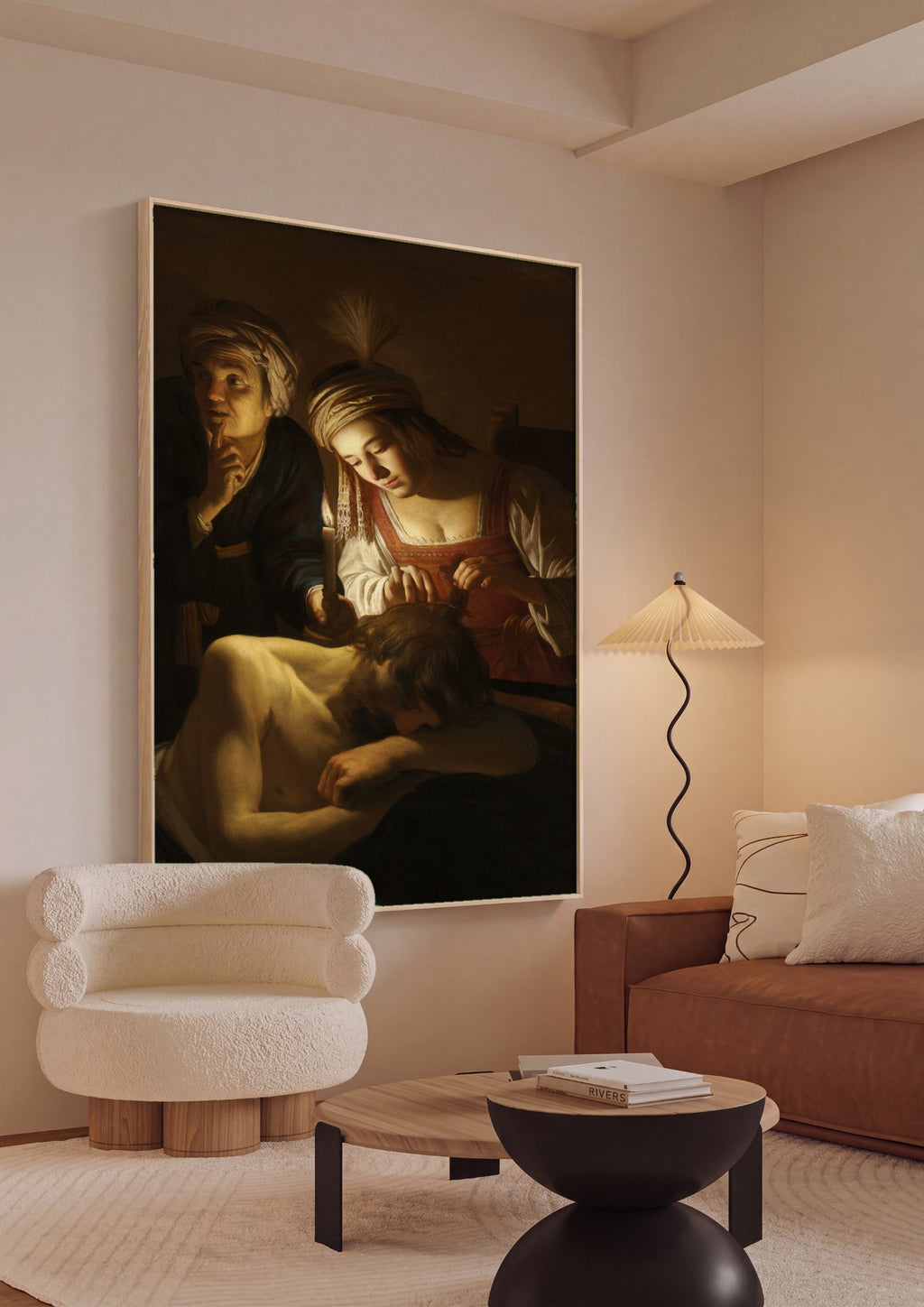Quadro Decorativo Sansão e Dalila - Gerard van Honthorst em ambiente decorado