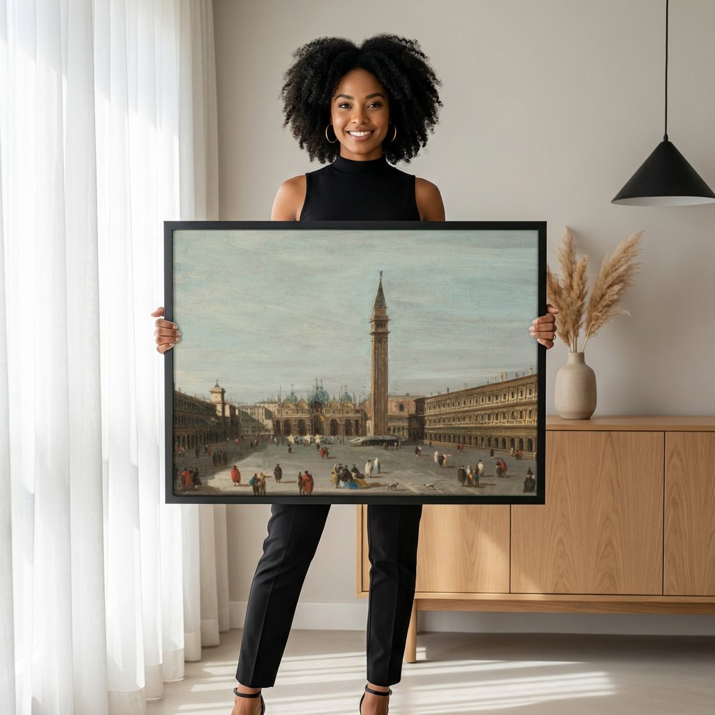 Quadro Decorativo Piazza San Marco - Guardi com modelo em ambiente