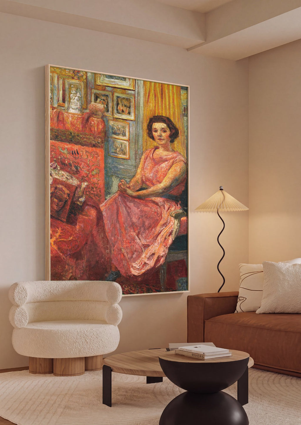 Quadro Decorativo A Dama de Rosa - Édouard Vuillard em ambiente decorado