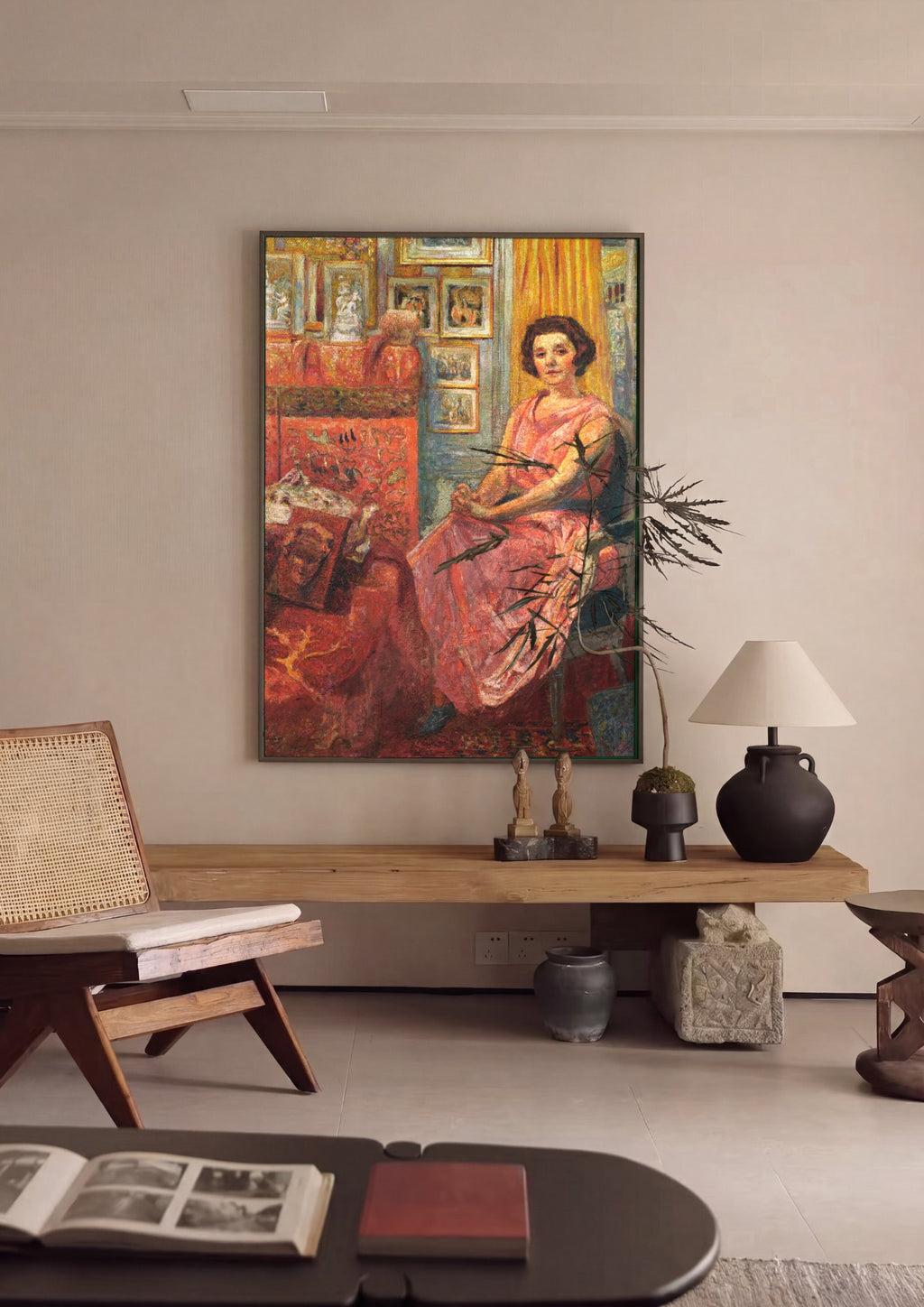 Quadro Decorativo A Dama de Rosa - Édouard Vuillard em ambiente decorado