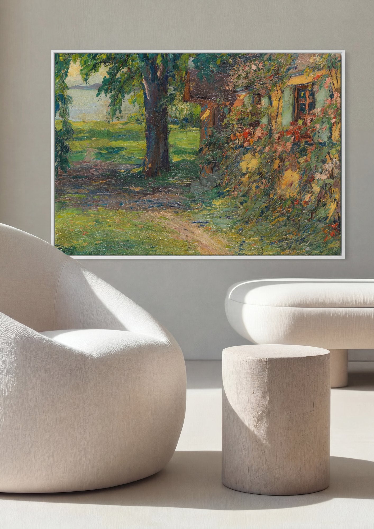 Quadro Decorativo Casa com Rosas - Edward Cucuel em ambiente decorado