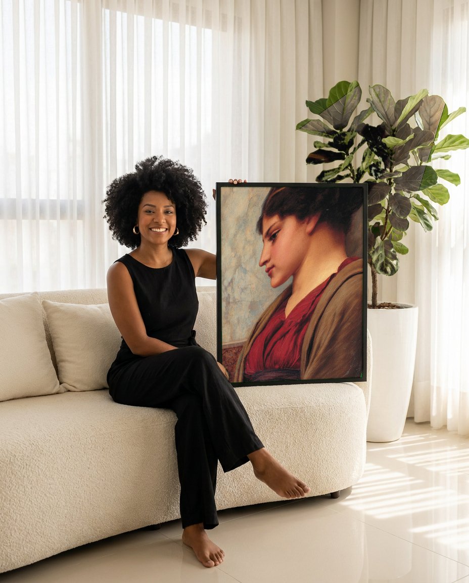 Quadro Decorativo A Jovem Grega - Godward com modelo em ambiente