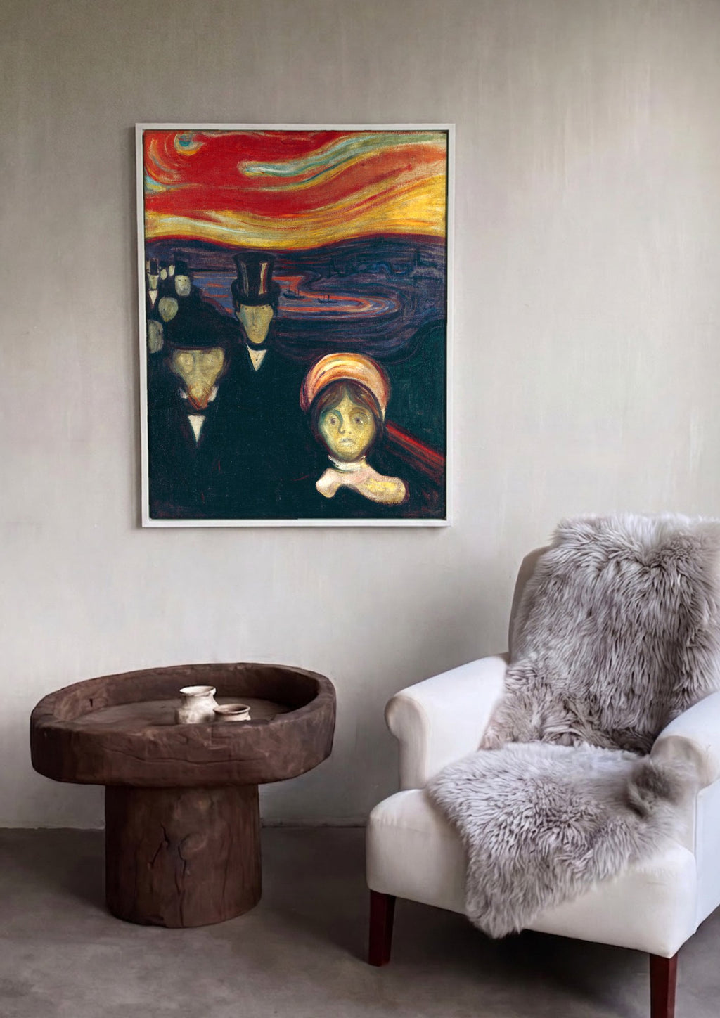 Quadro Decorativo A Voz da Noite - Edvard Munch em ambiente decorado