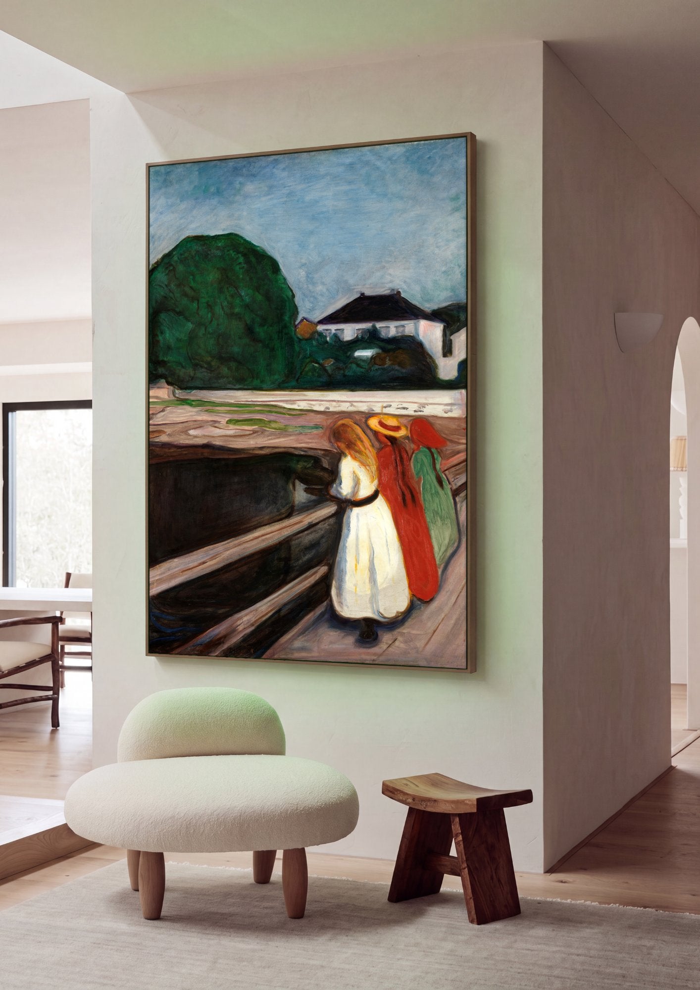 Quadro Decorativo Moças na Ponte - Edvard Munch em ambiente decorado