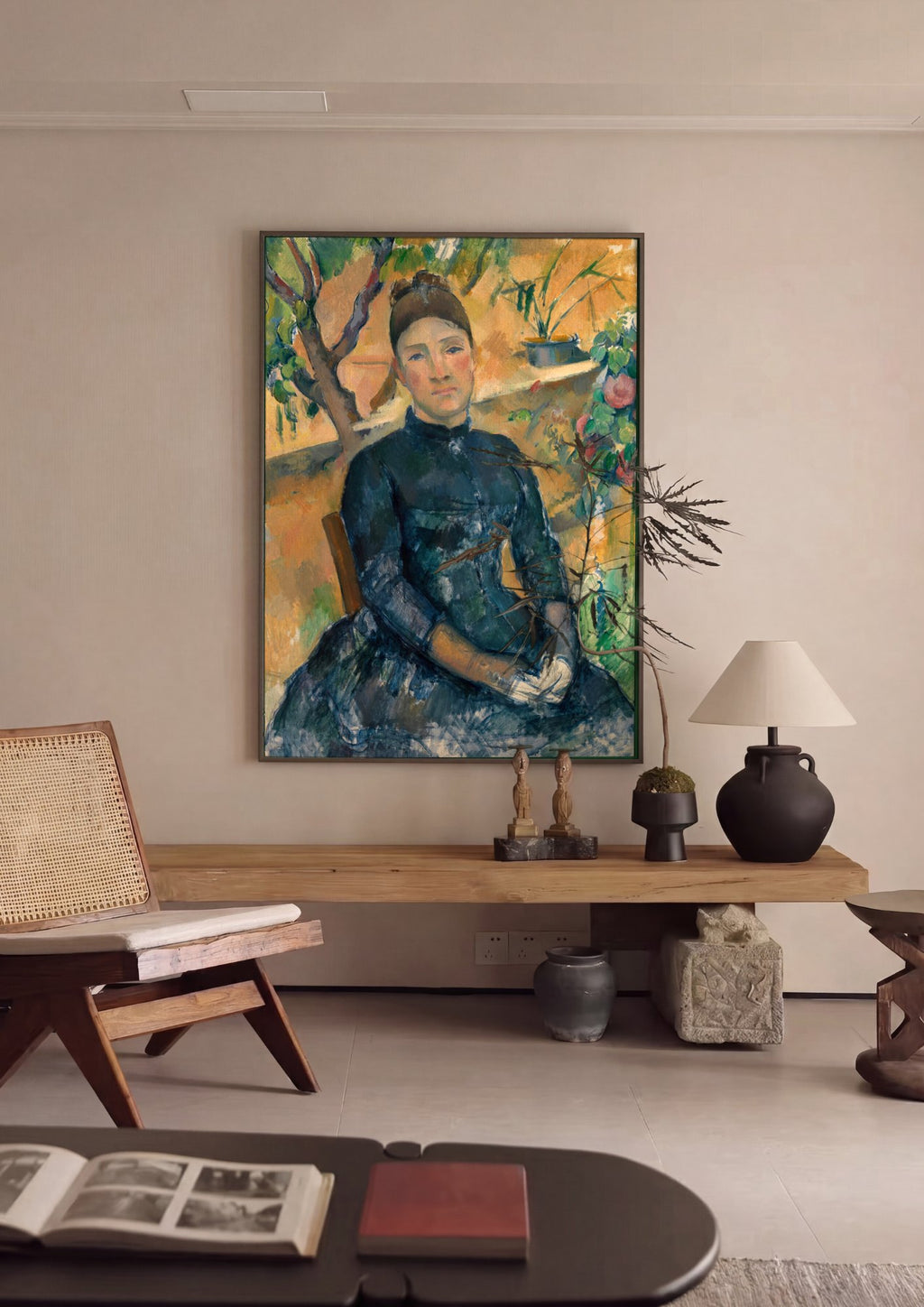 Quadro Decorativo Madame Cézanne no Jardim - Paul Cézanne em ambiente decorado