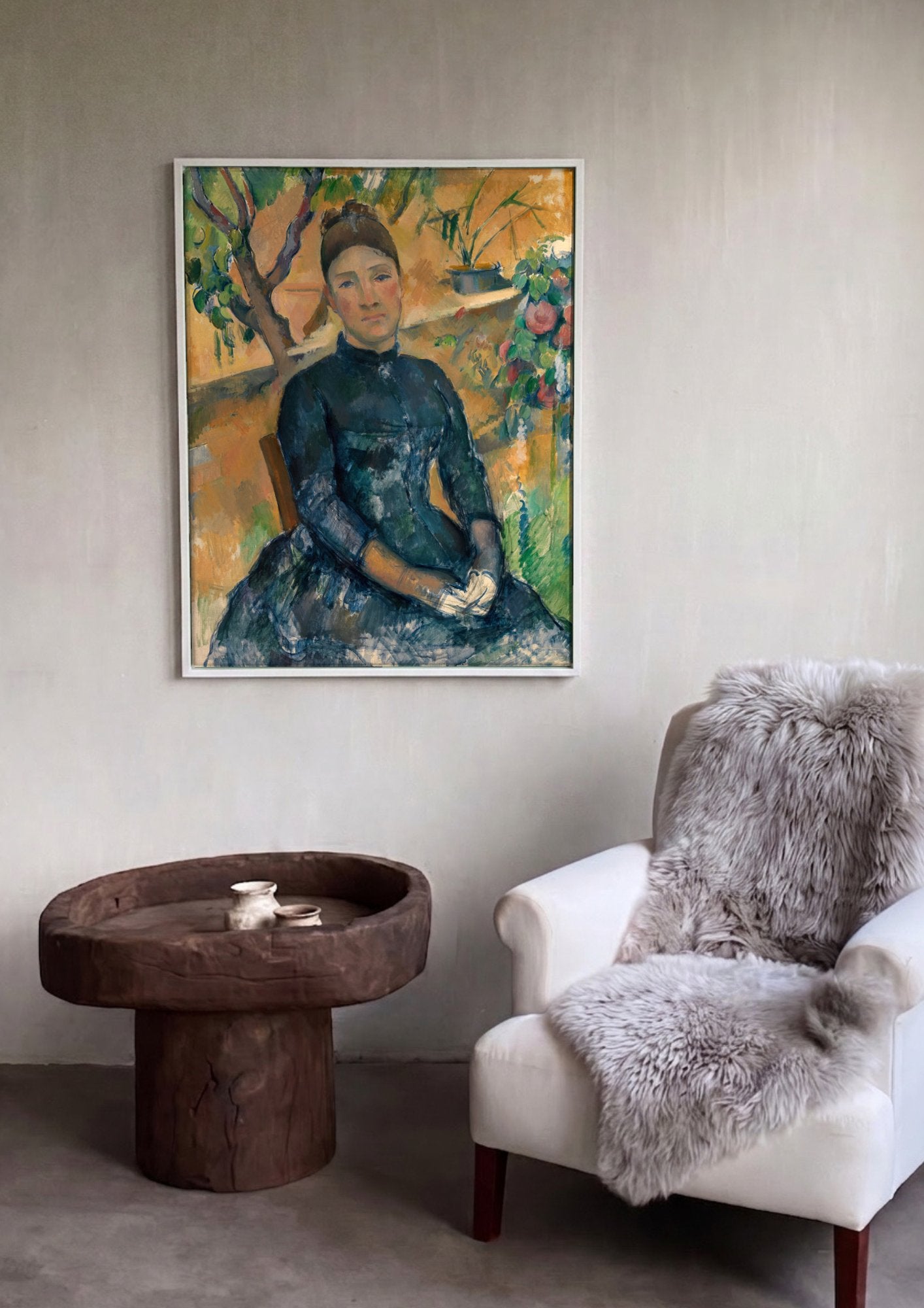 Quadro Decorativo Madame Cézanne no Jardim - Paul Cézanne em ambiente decorado