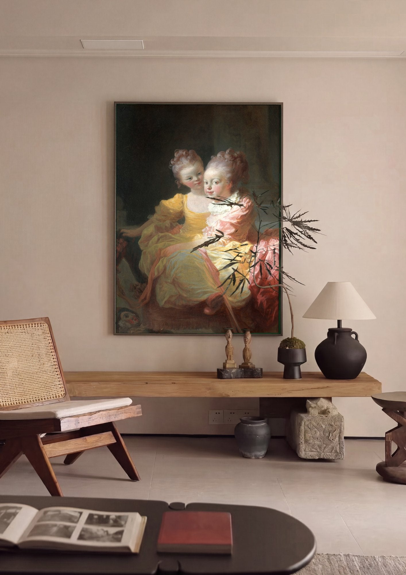 Quadro Decorativo Duas Irmãs - Fragonard em ambiente decorado