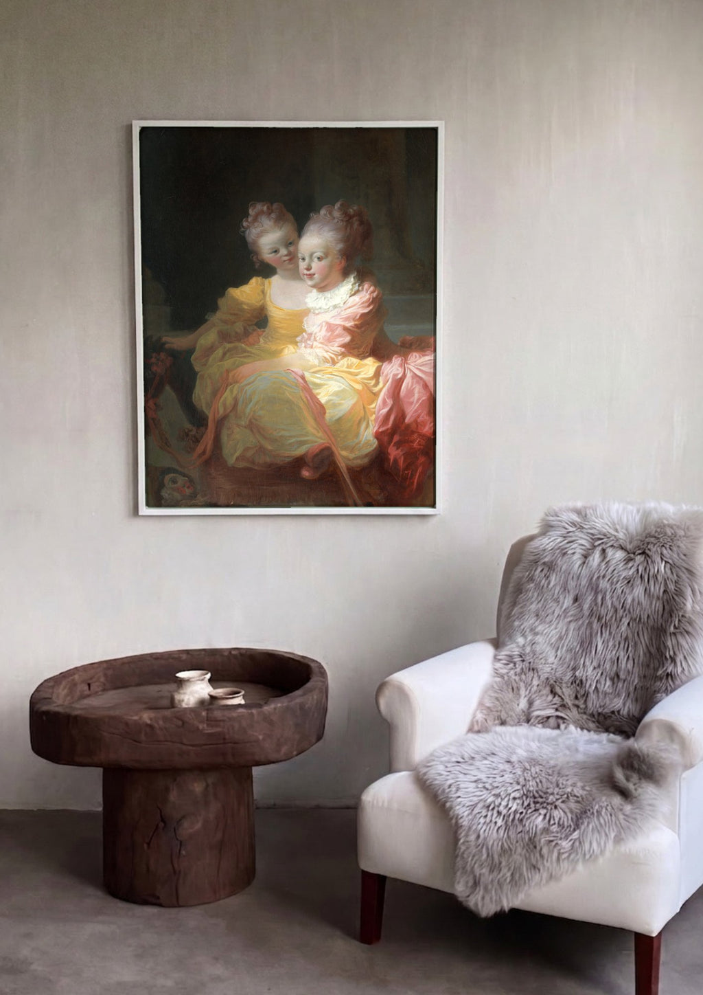 Quadro Decorativo Duas Irmãs - Fragonard em ambiente decorado