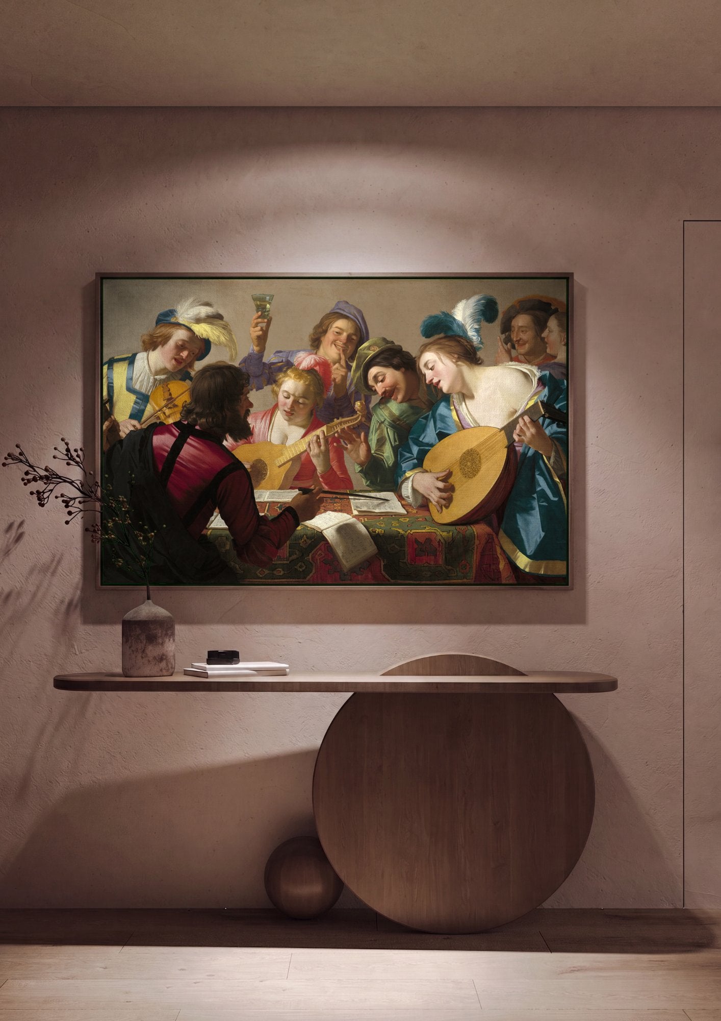 Quadro Decorativo A Festa Musical - Gerard van Honthorst em ambiente decorado