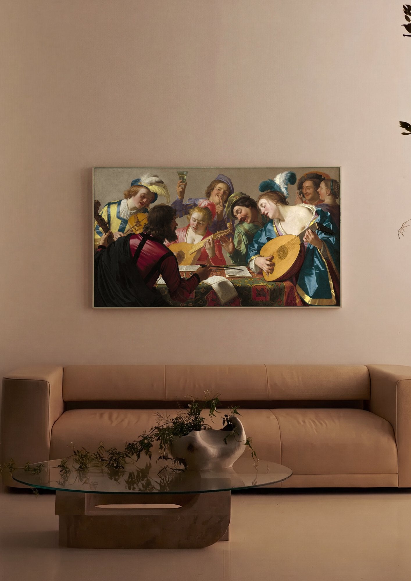 Quadro Decorativo A Festa Musical - Gerard van Honthorst em ambiente decorado