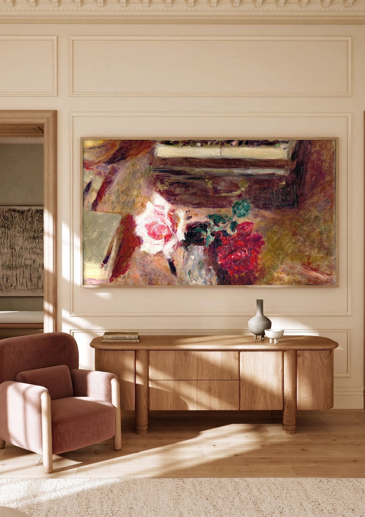 Quadro Decorativo Rosas e Piano - Vuillard em ambiente decorado