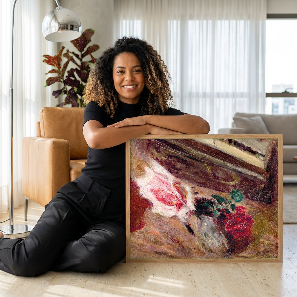 Quadro Decorativo Rosas e Piano - Vuillard com modelo em ambiente